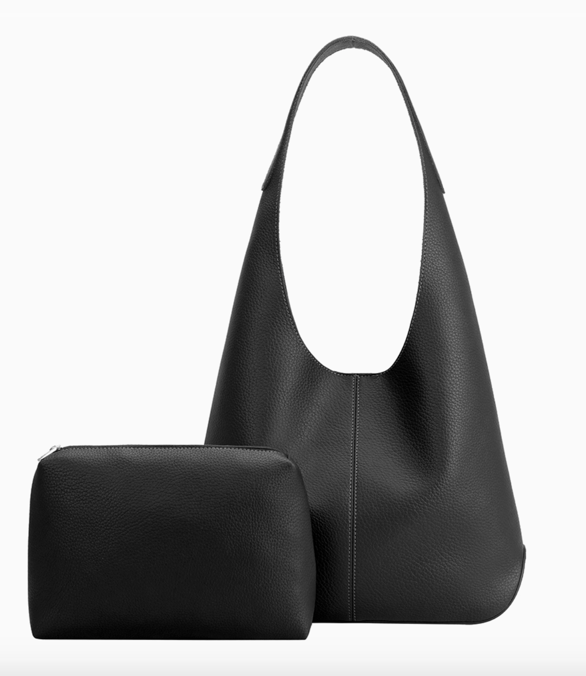 Black Pebble Vegan Leather Shoulder Bag