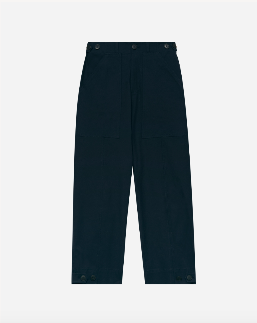 Navy Cropped Workwear Trousers