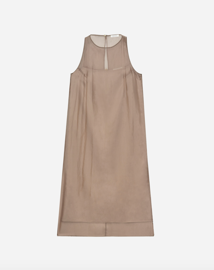 Dark Beige Organza Midi Dress