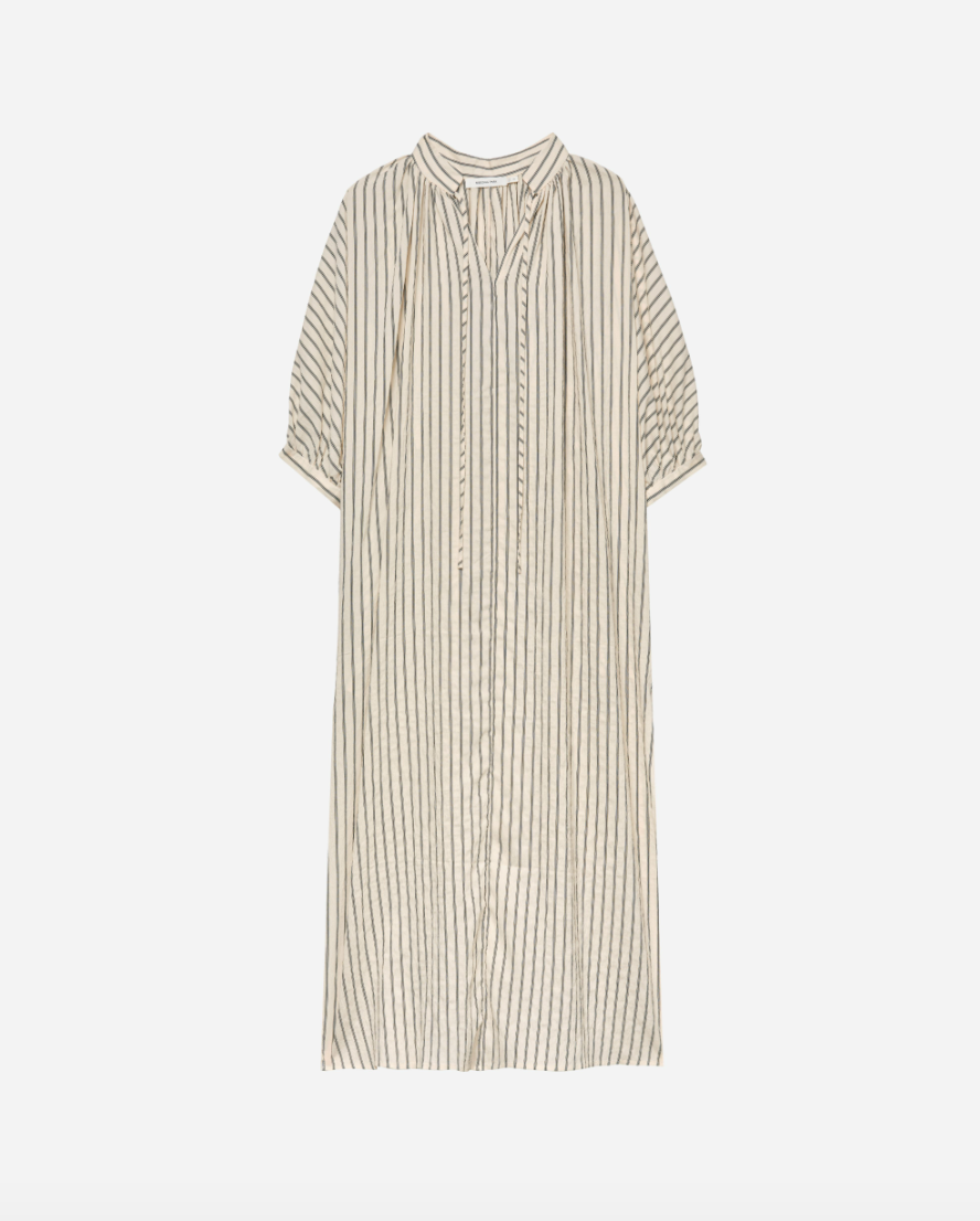 Stripe Shirred Maxi Dress