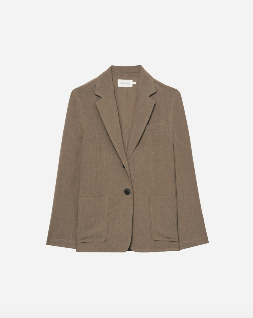 Tan Linen Blend Tailored Jacket