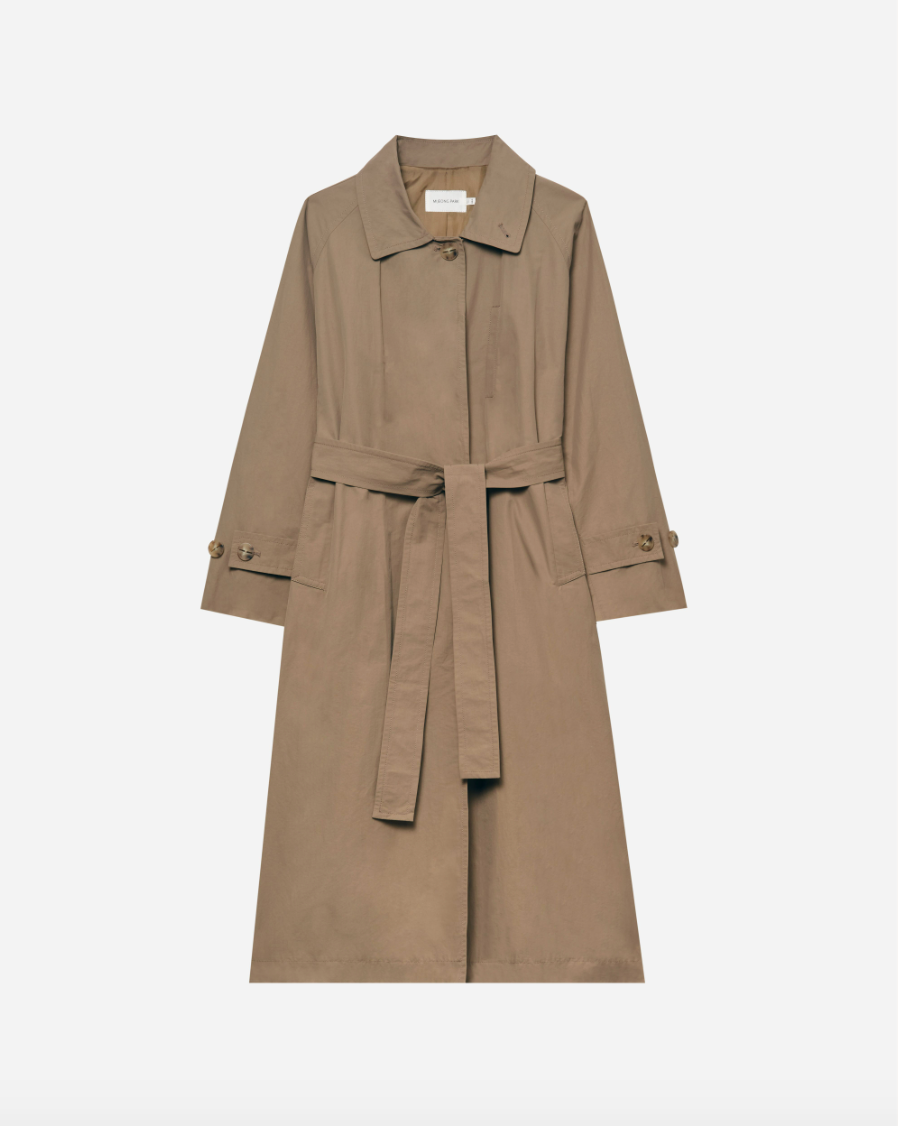 Tan Cotton Blend Trench Coat