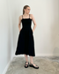 Black Knit Checkered Midi Dress