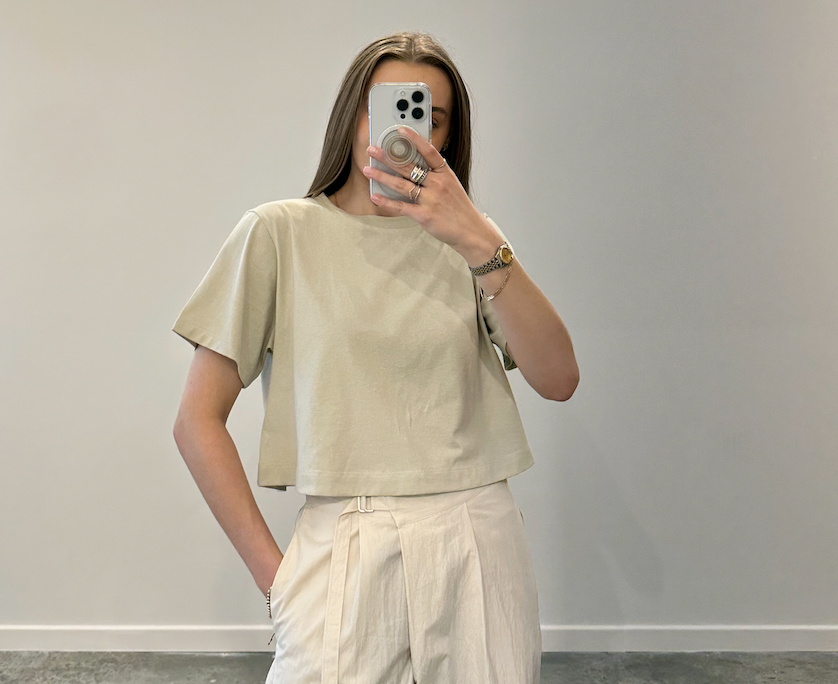 Stone Relaxed Cropped T-Shirt