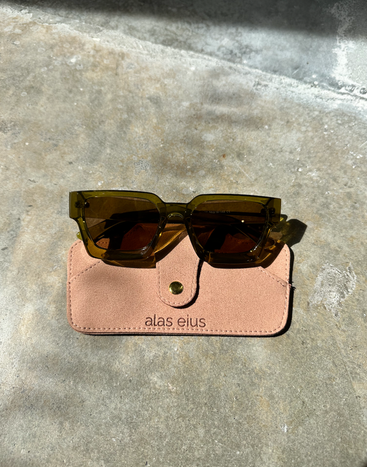 Olive Green Square Sunglasses
