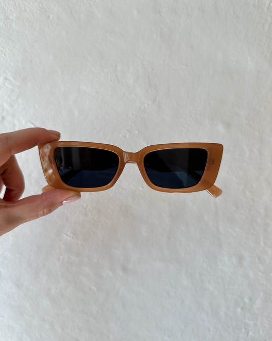 Tan Rectangle Cat Eye Sunglasses