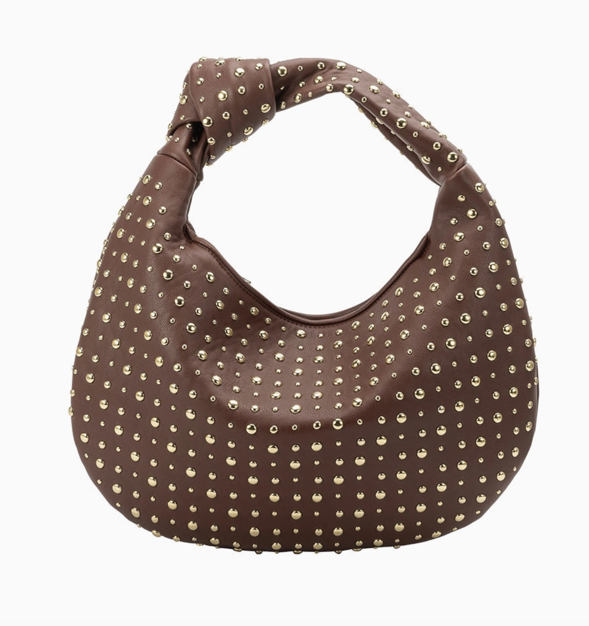 Large Studded Chocolate Shoulder Bag