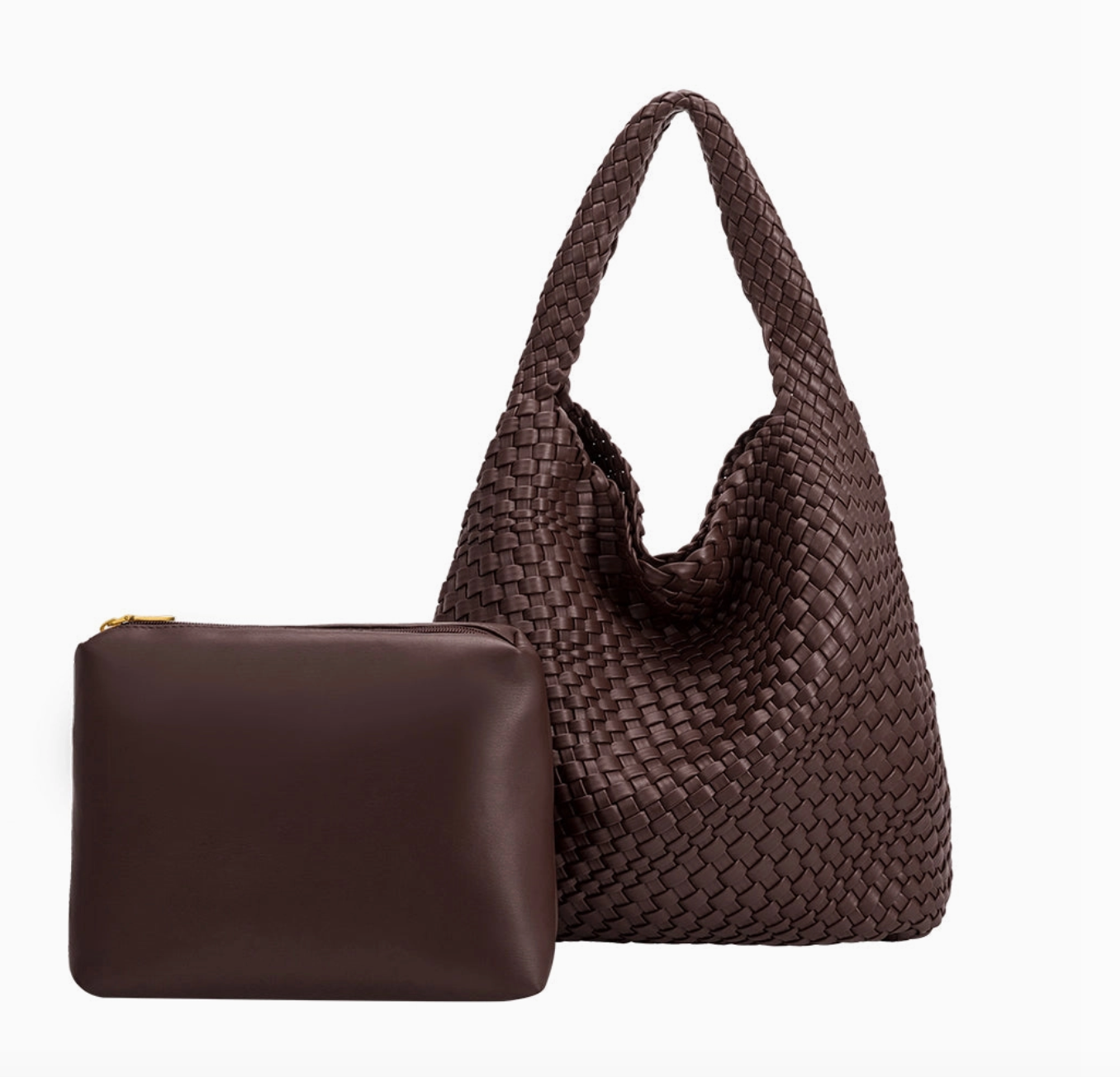 Large Brown Woven Shoulder Bag