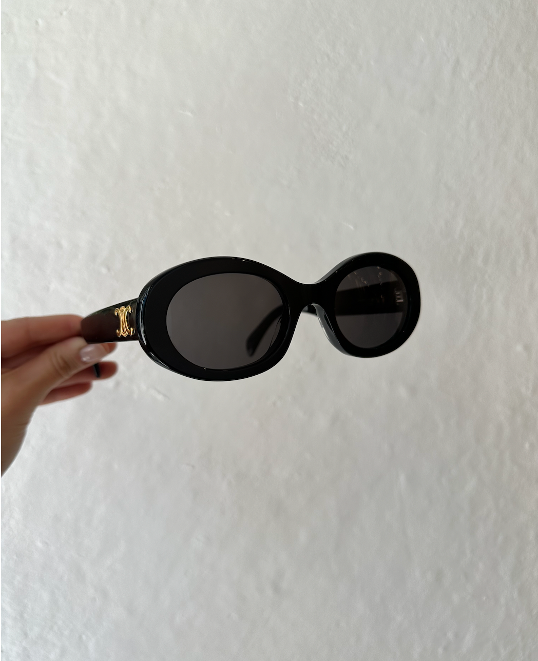 Celine Triomphe Black Oval Sunglasses