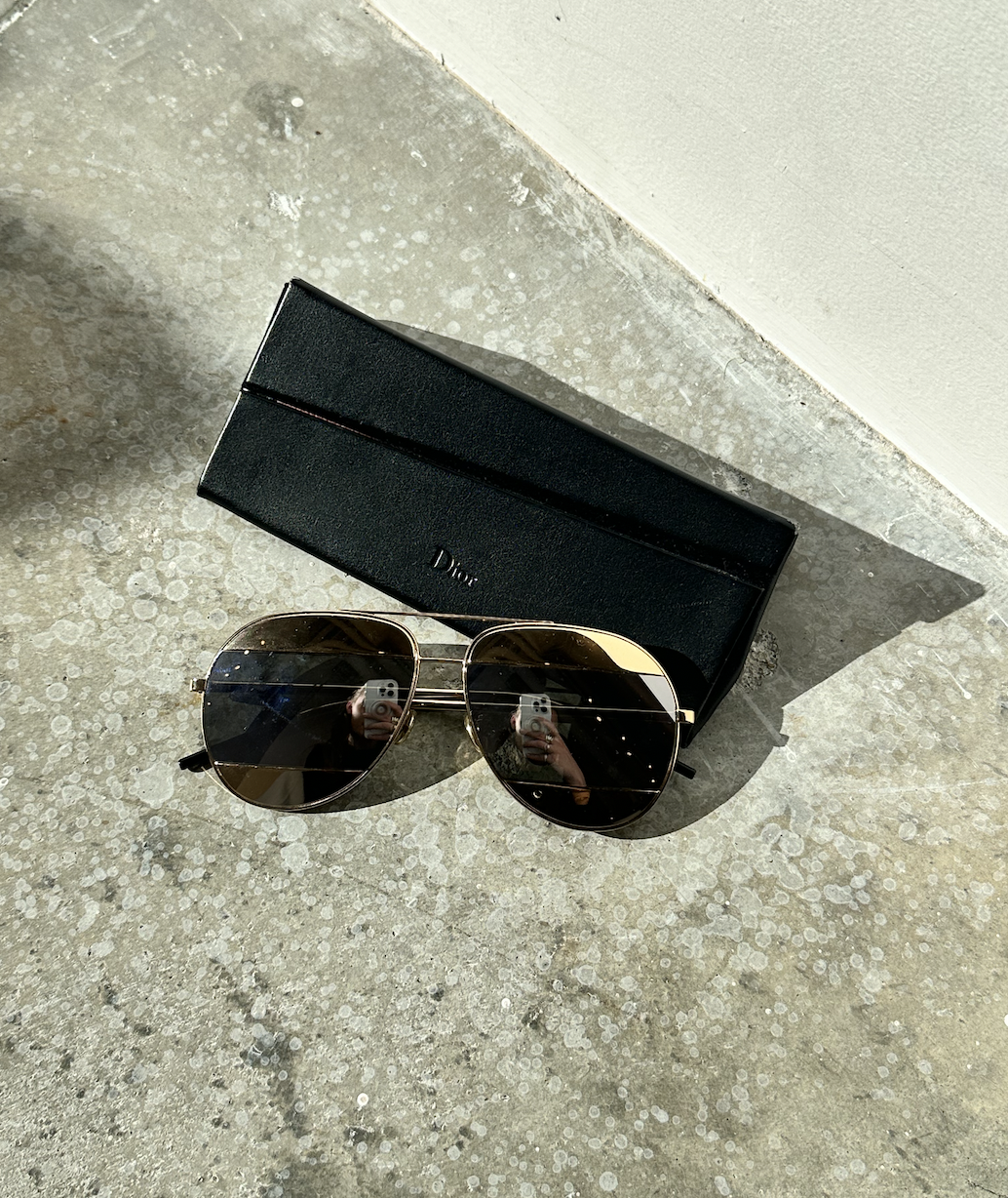 Dior Split Gold And Silver Aviator Sunglasses