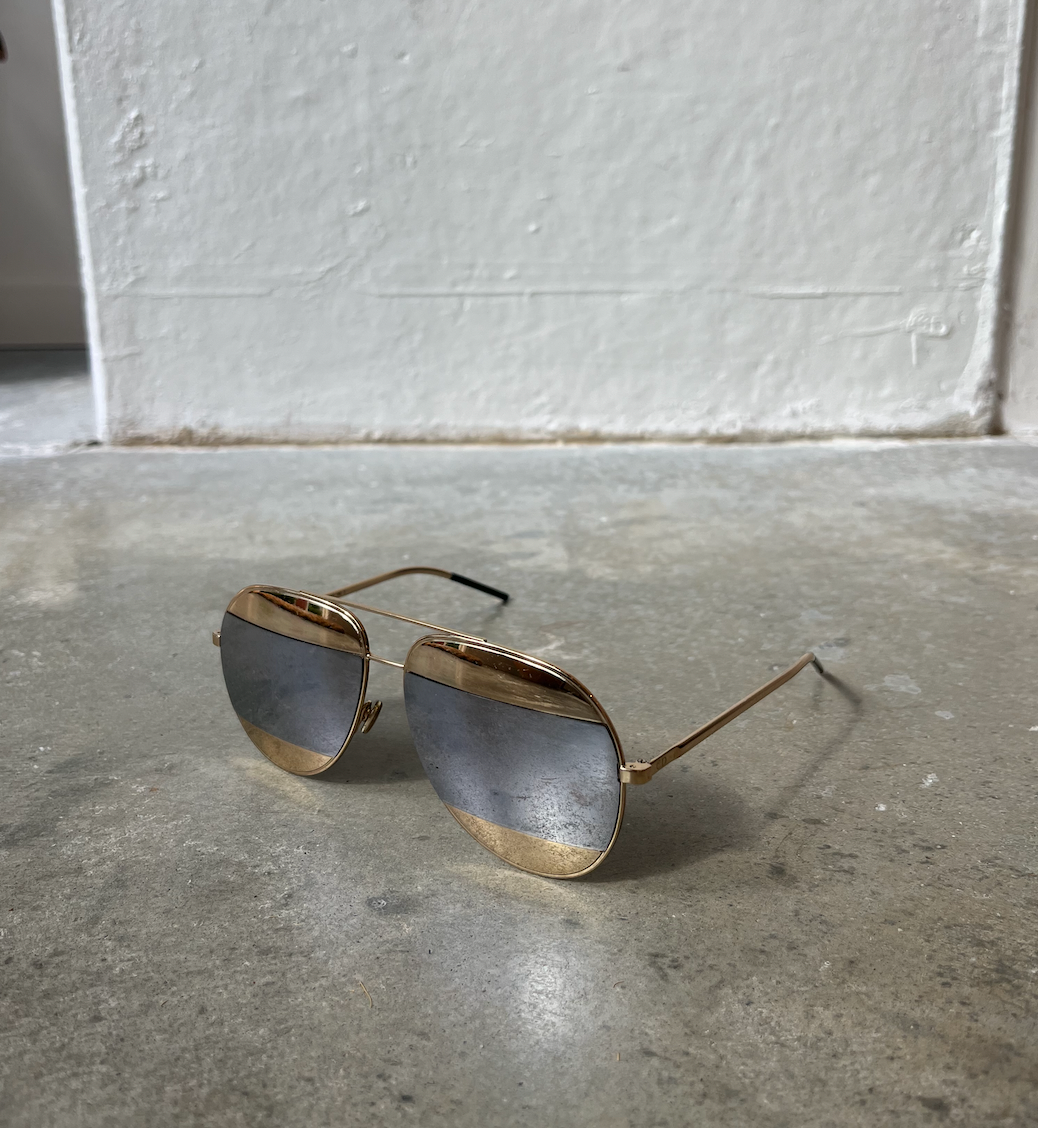 Dior Split Gold And Silver Aviator Sunglasses alas eius