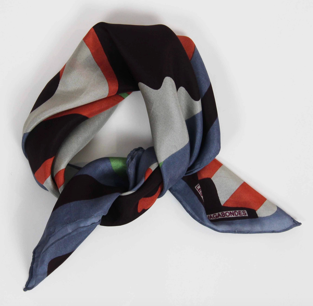 Blue Scenic Print Mini Silk Scarf