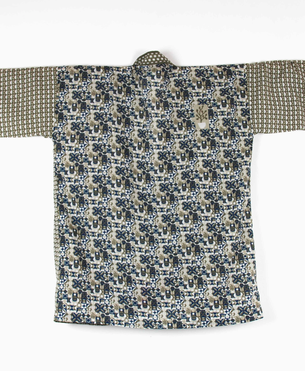 Khaki Printed Cotton Kimono Wrap Top