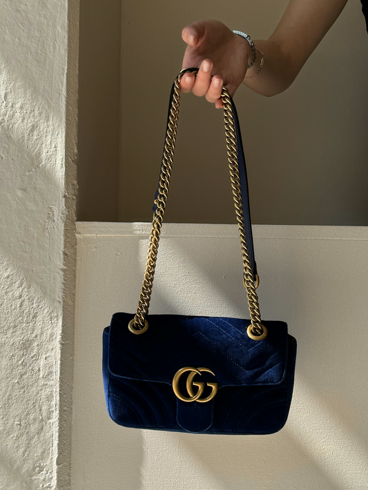 Gucci Blue Velvet Marmont Bag