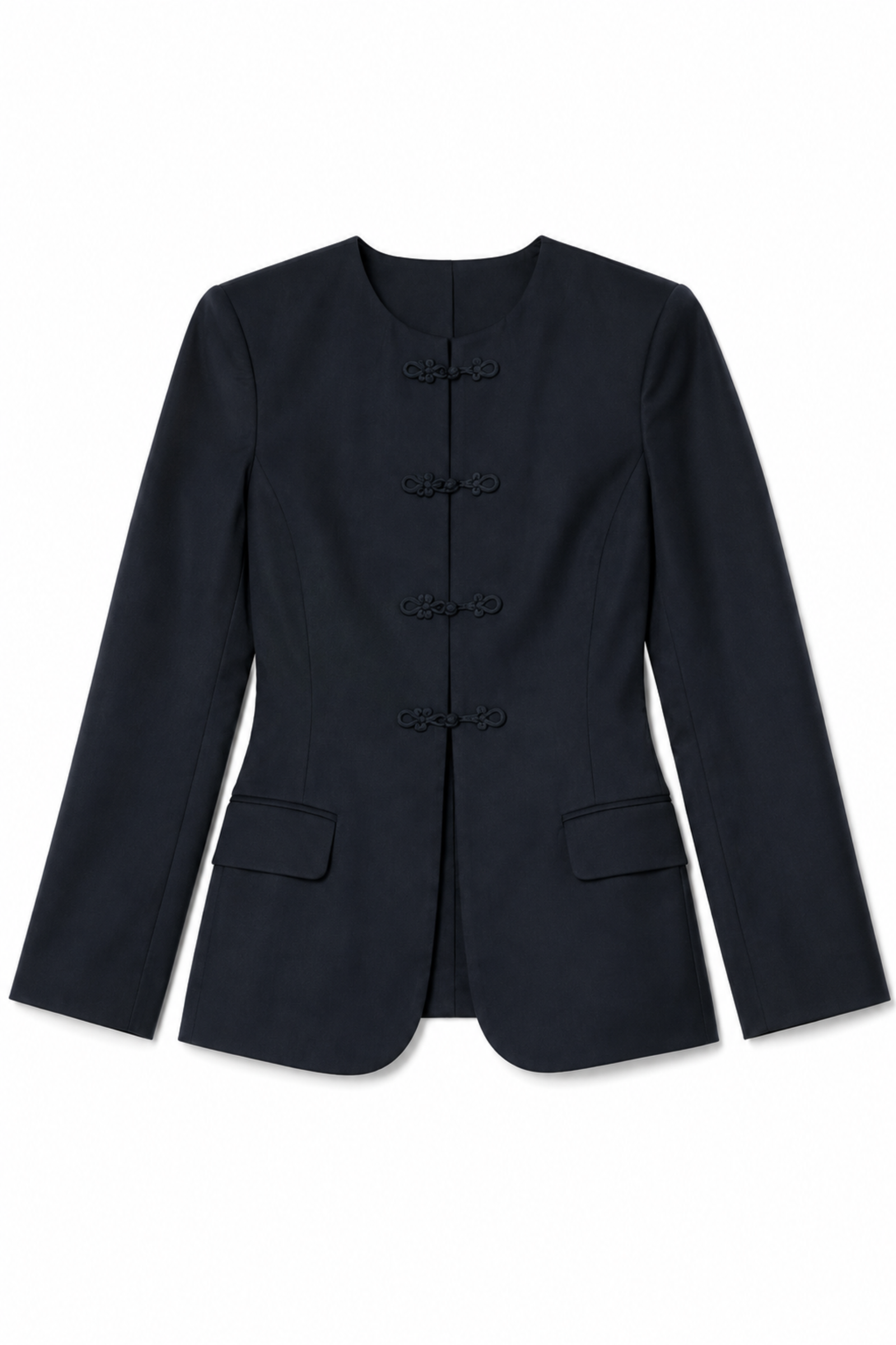 The Hourglass Black Blazer with Frog Closures