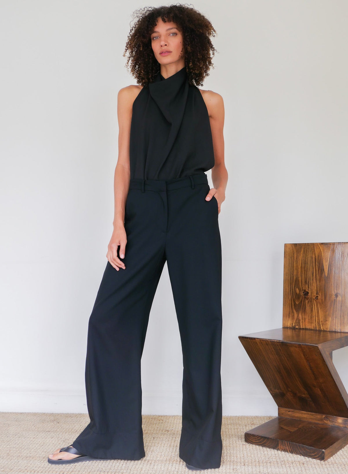 Sloan Summer Wool Flare Trouser in lightweight 100% wool, made in Mexico, at Alas Eius