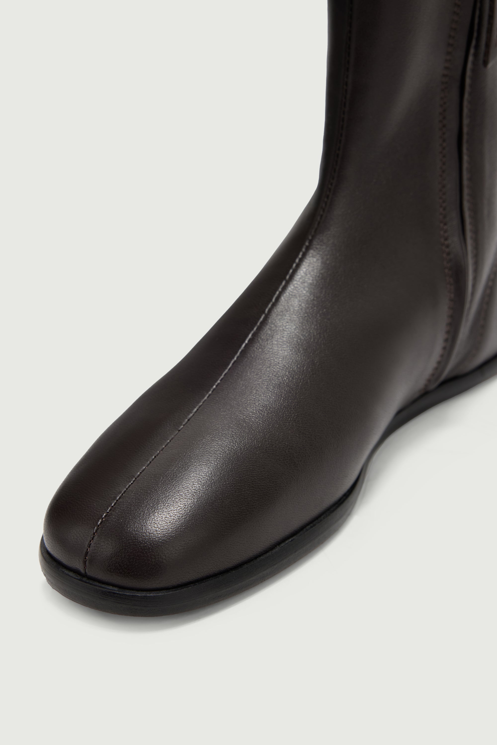 Soeur Cosma Unlined Ebony Leather Boot with Extended Sole Detail at Alas Eius