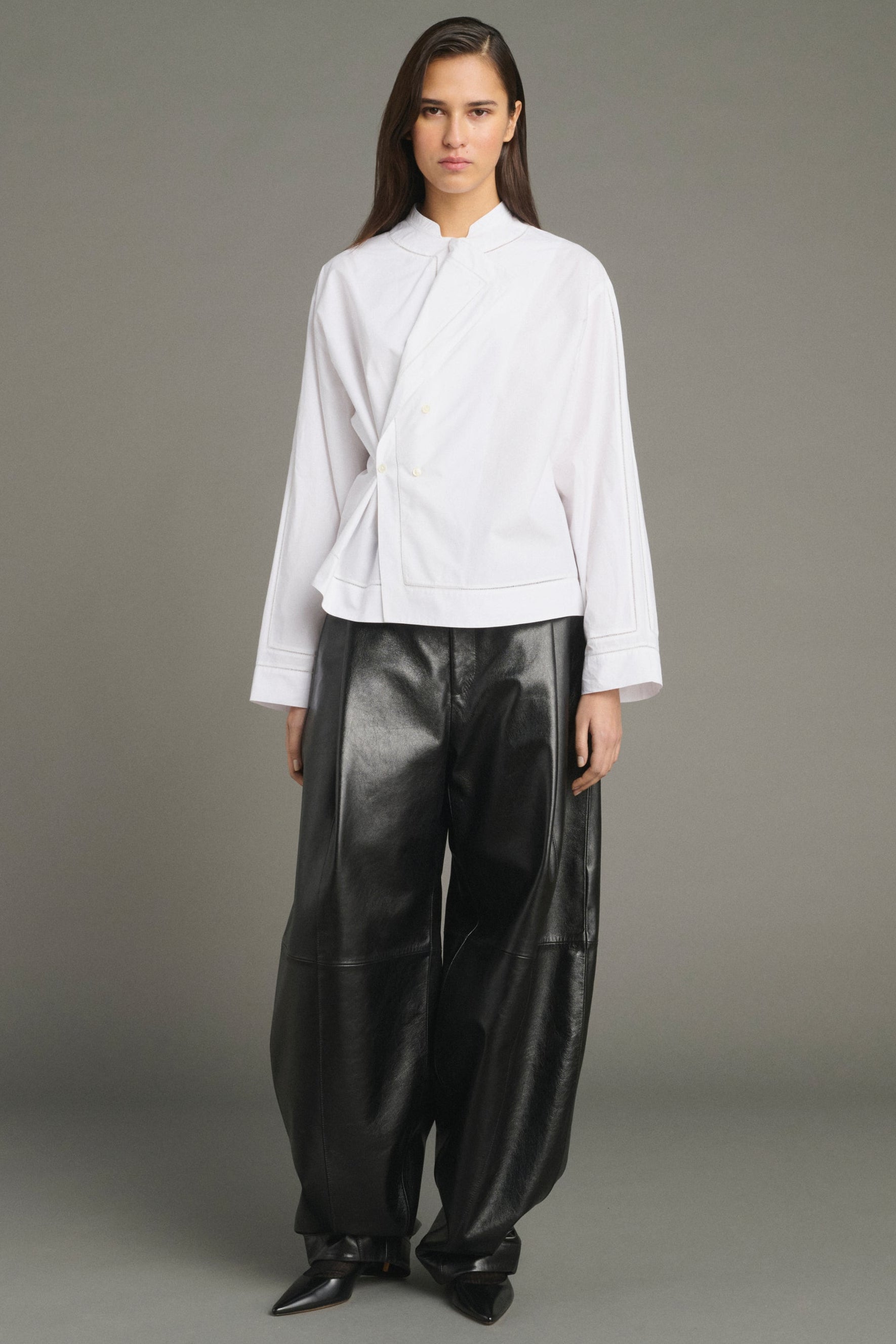 Soeur Lorraine white cotton poplin blouse with ladder stitch embroidery at Alas Eius