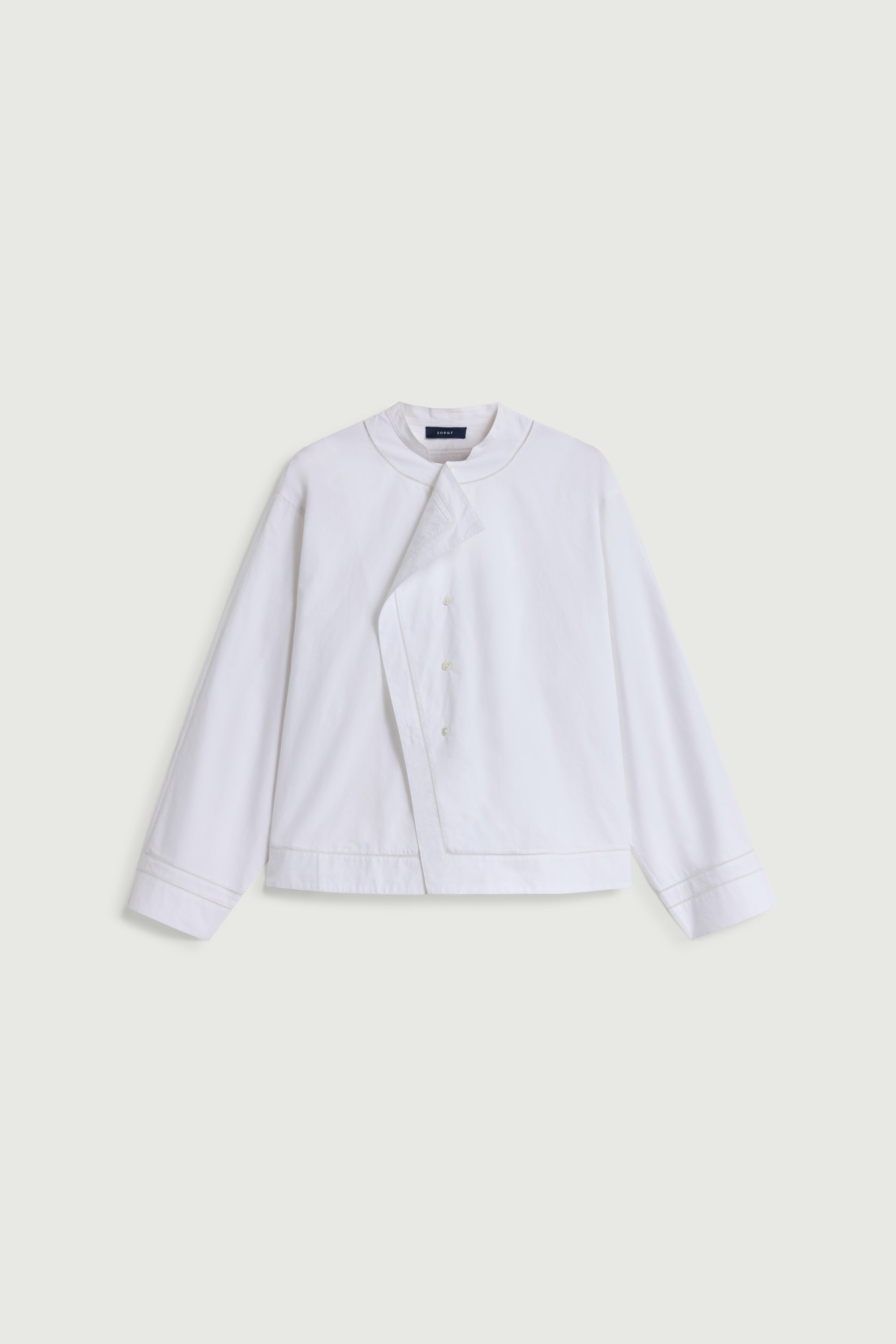 Soeur Lorraine white poplin blouse with romantic ladder stitch embroidery at Alas Eius