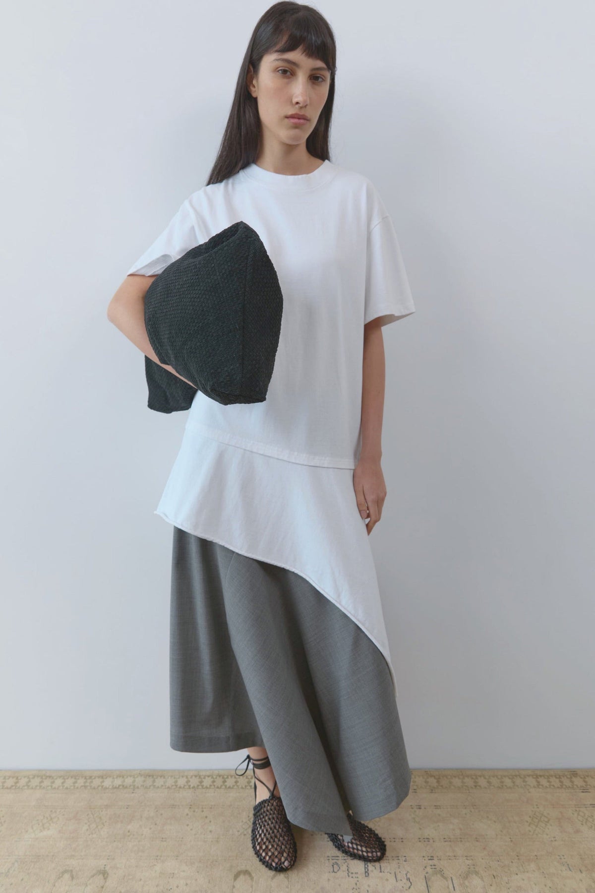 St. Agni women's layered tee dress with sculptural draped mini skirt at Alas Eius