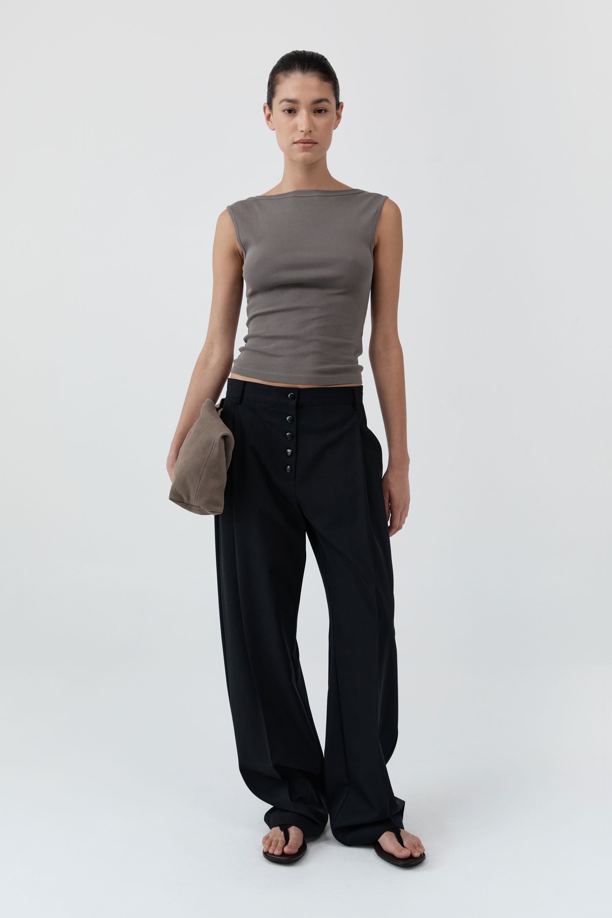 St. Agni ballerina silhouette top organic cotton scooped back bateau neckline minimal layering piece at Alas Eius