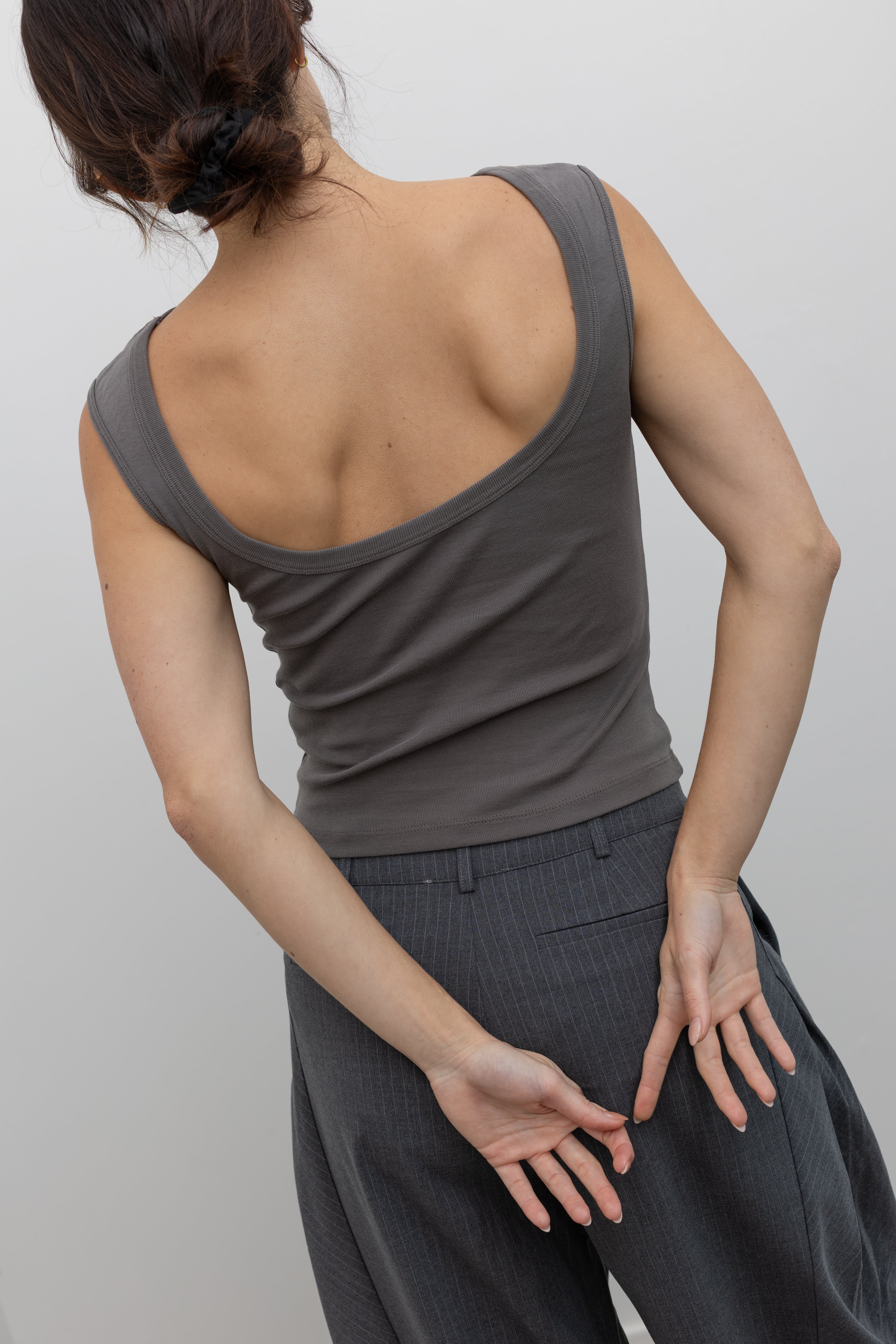 St. Agni organic cotton ballerina top elevated basic bateau neck scooped back soft cotton top at Alas Eius