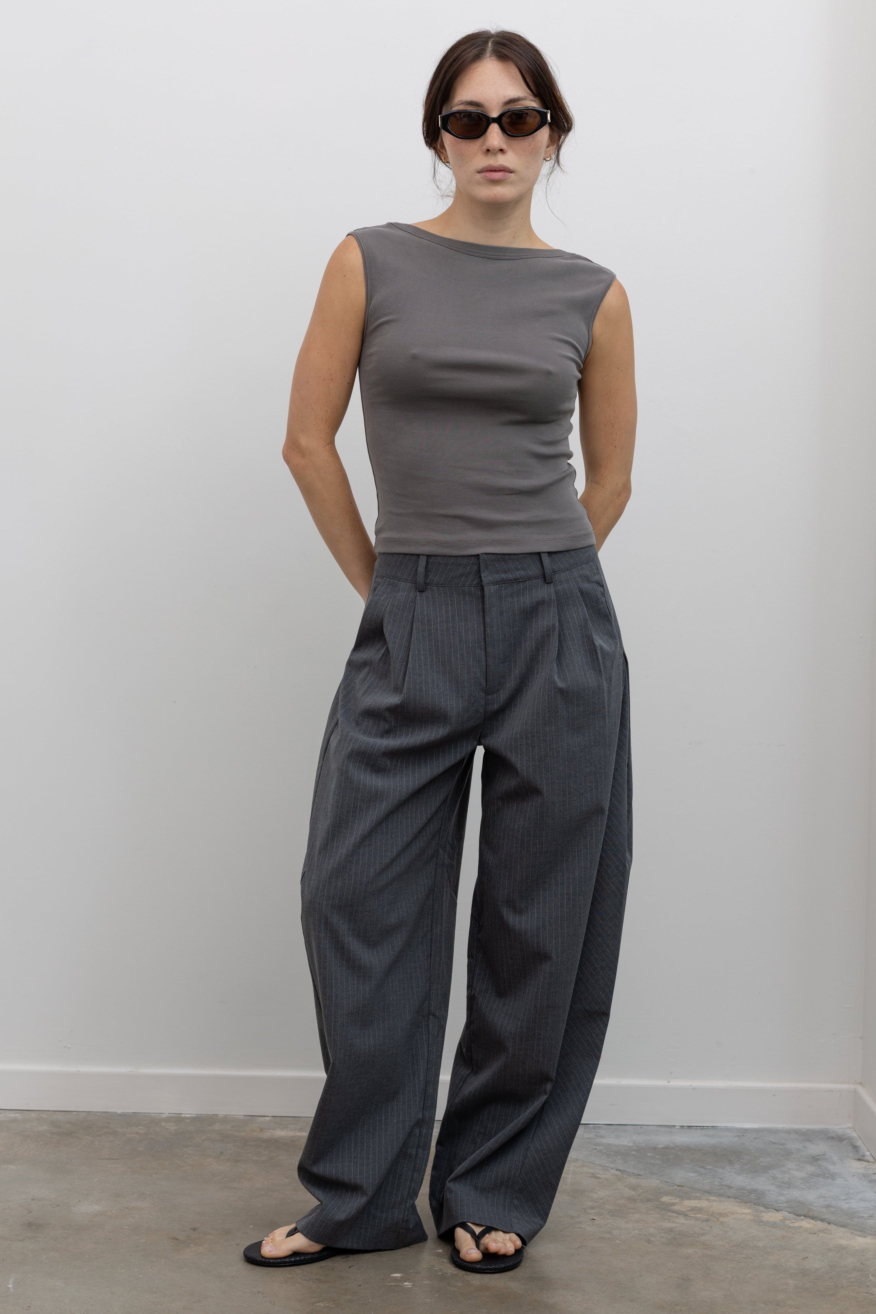 St. Agni organic cotton essential top bateau neckline scooped back soft refined basic at Alas Eius