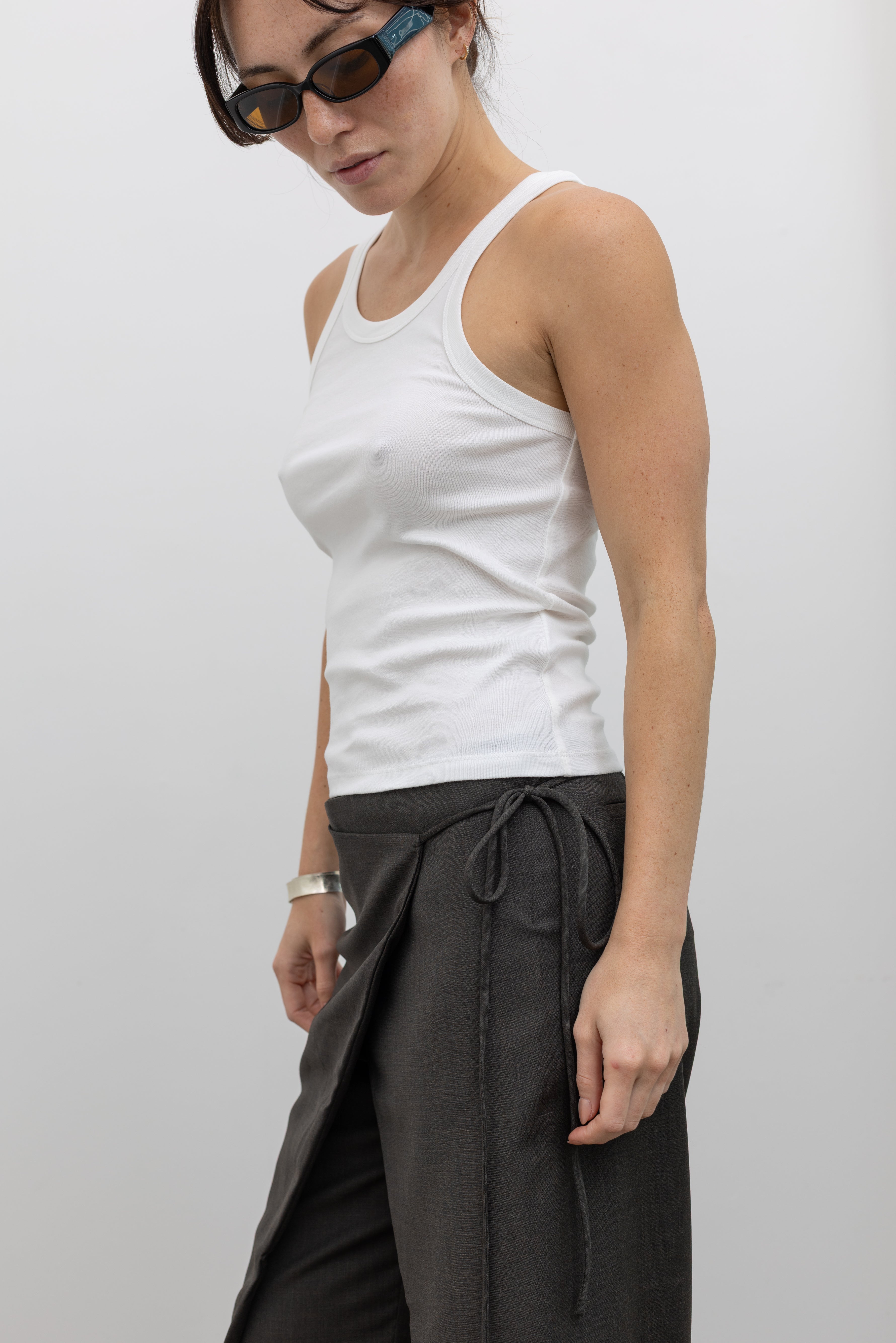 St. Agni Organic Cotton Racer Singlet athletic-inspired silhouette clean neckline fitted organic cotton layering staple womenswear at Alas Eius