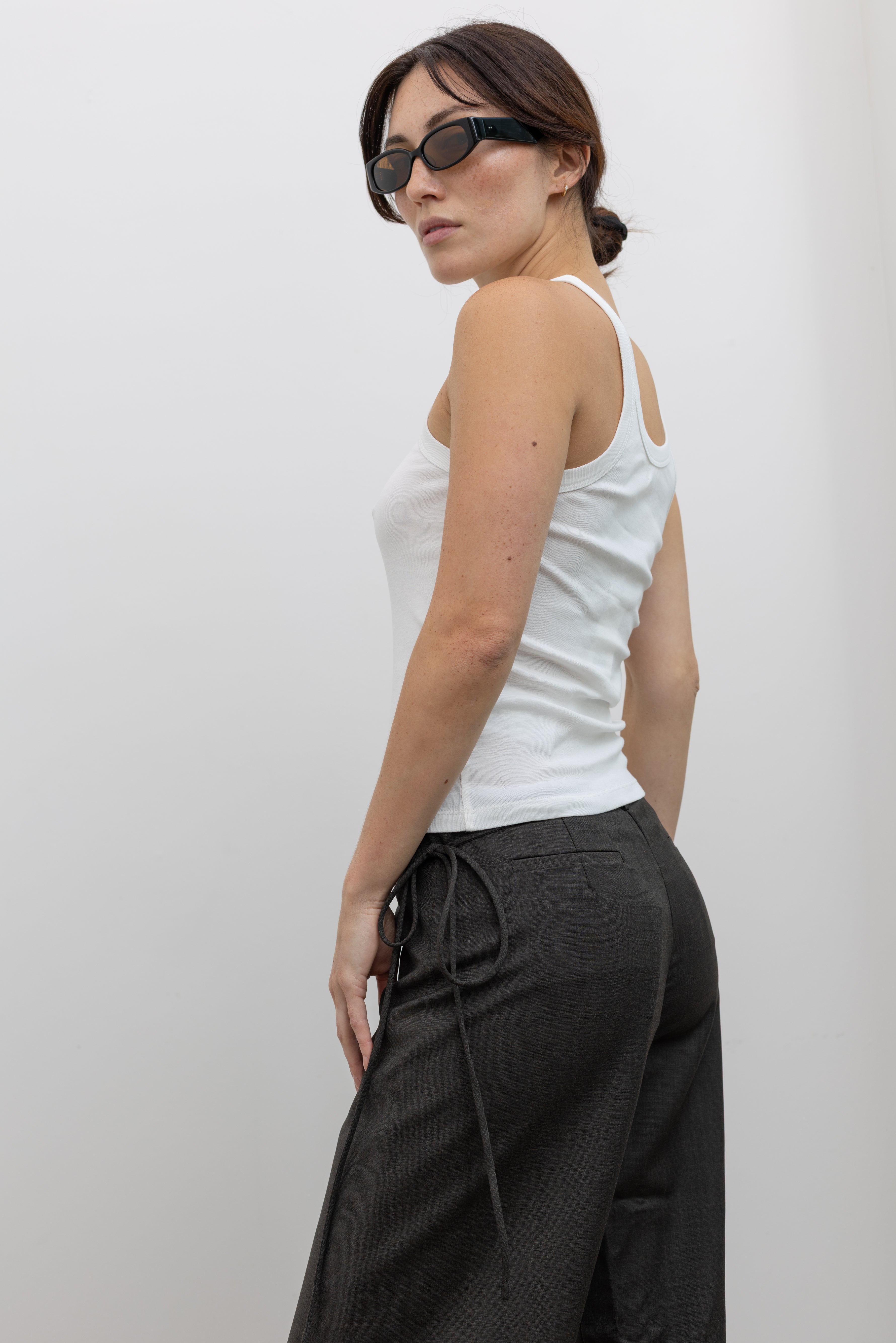 St. Agni Organic Cotton Racer Singlet minimal fitted tank waist-length cut organic cotton super soft hand feel everyday essential at Alas Eius