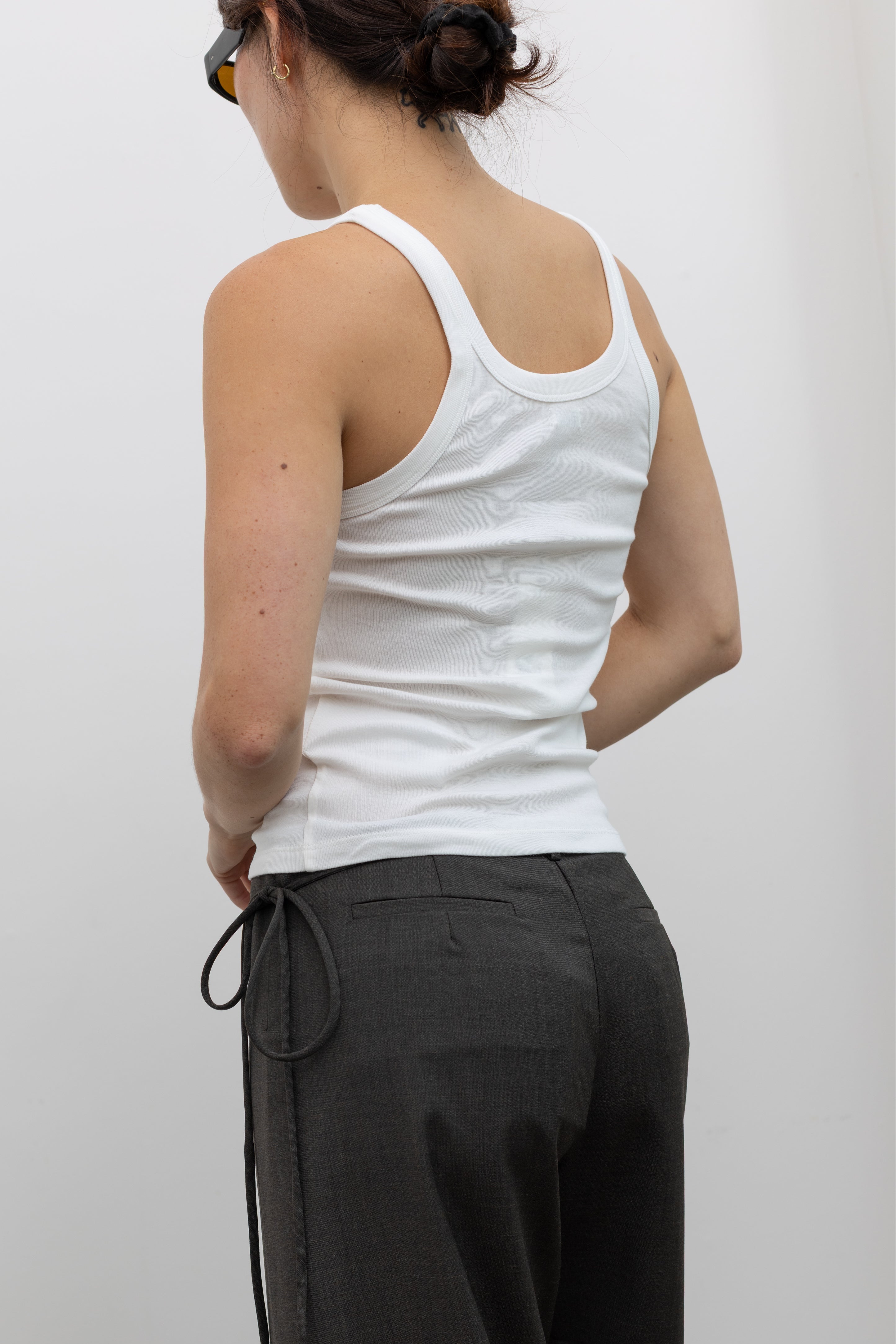 St. Agni Organic Cotton Racer Singlet waist-length fitted singlet smooth organic cotton refined minimalist basic top at Alas Eius