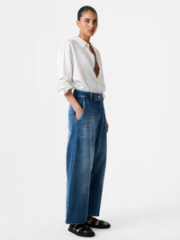 Worn Wash Indigo Chalco Wide Crop Denim Pant