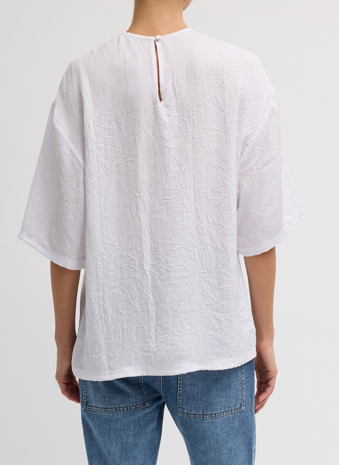 White Crinkle Shirting Easy T-Shirt