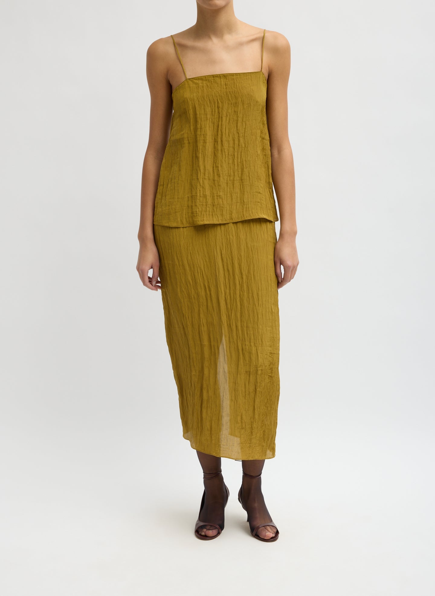 Mustard Crinkle Slip Cami