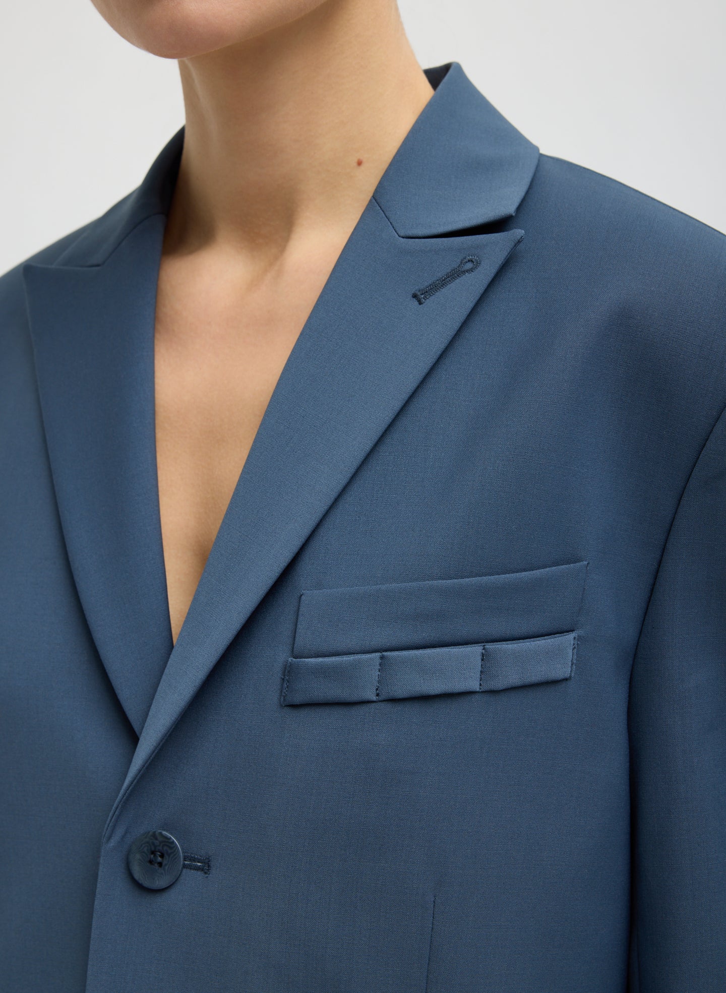 Blue Fog Tropical Wool Dennis Cutout Blazer