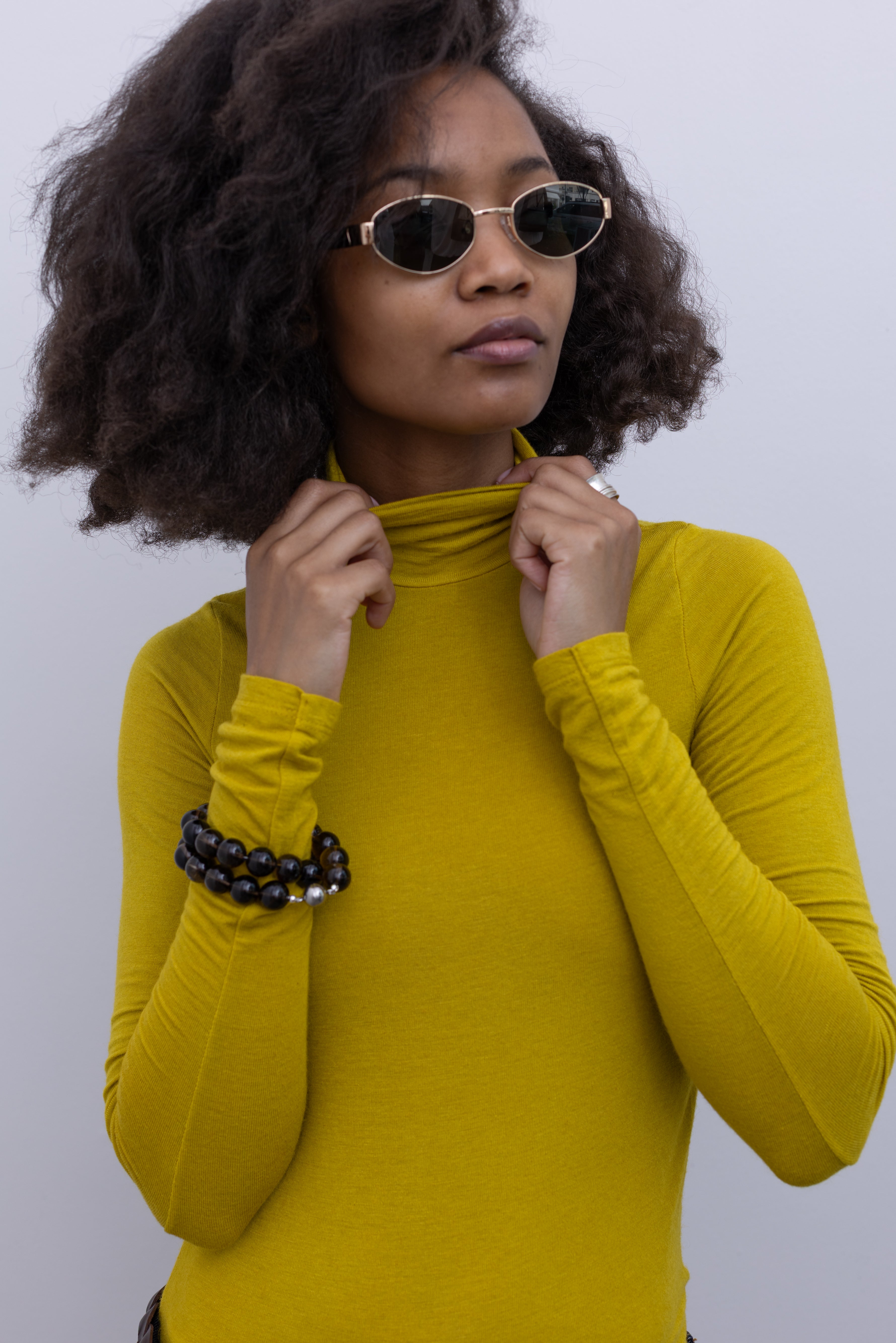 TELA Matilde Lime Long Sleeve Stretch Jersey Top at Alas Eius