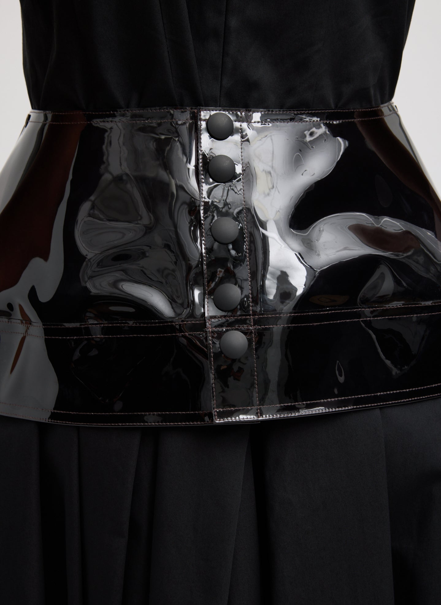 【DAVID KOMA】BLACK WAIST-MARK peplum BELT Black PVC Peplum Belt – alas eius