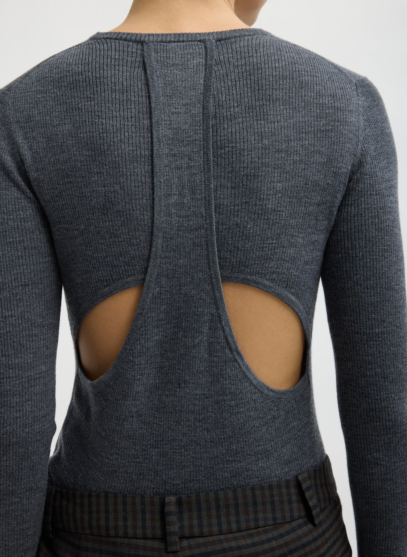 Tibi soft ribbed merino wool knit top designed for effortless layering at Alas Eius