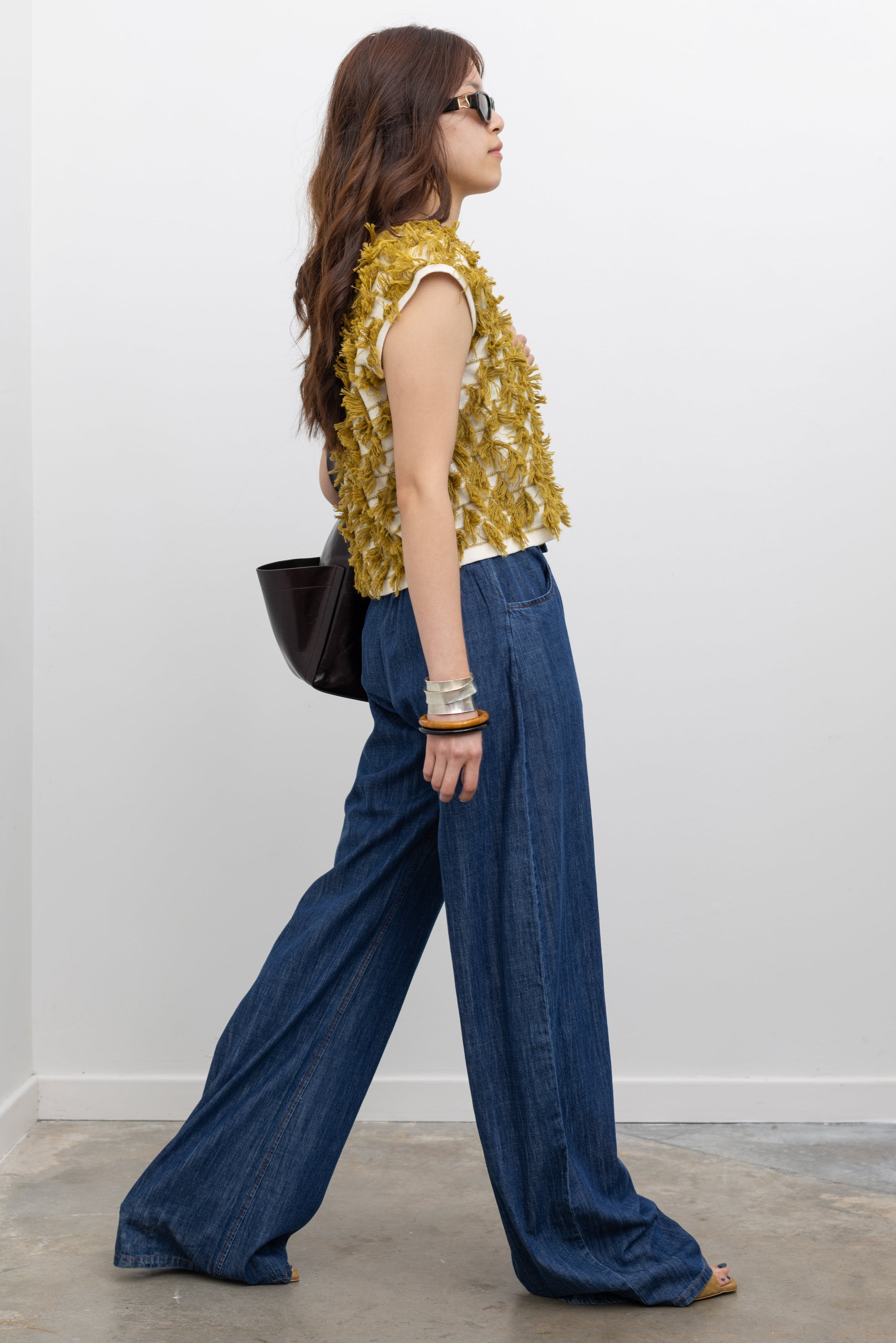 Blue Denim Relaxed Wide Leg Pant