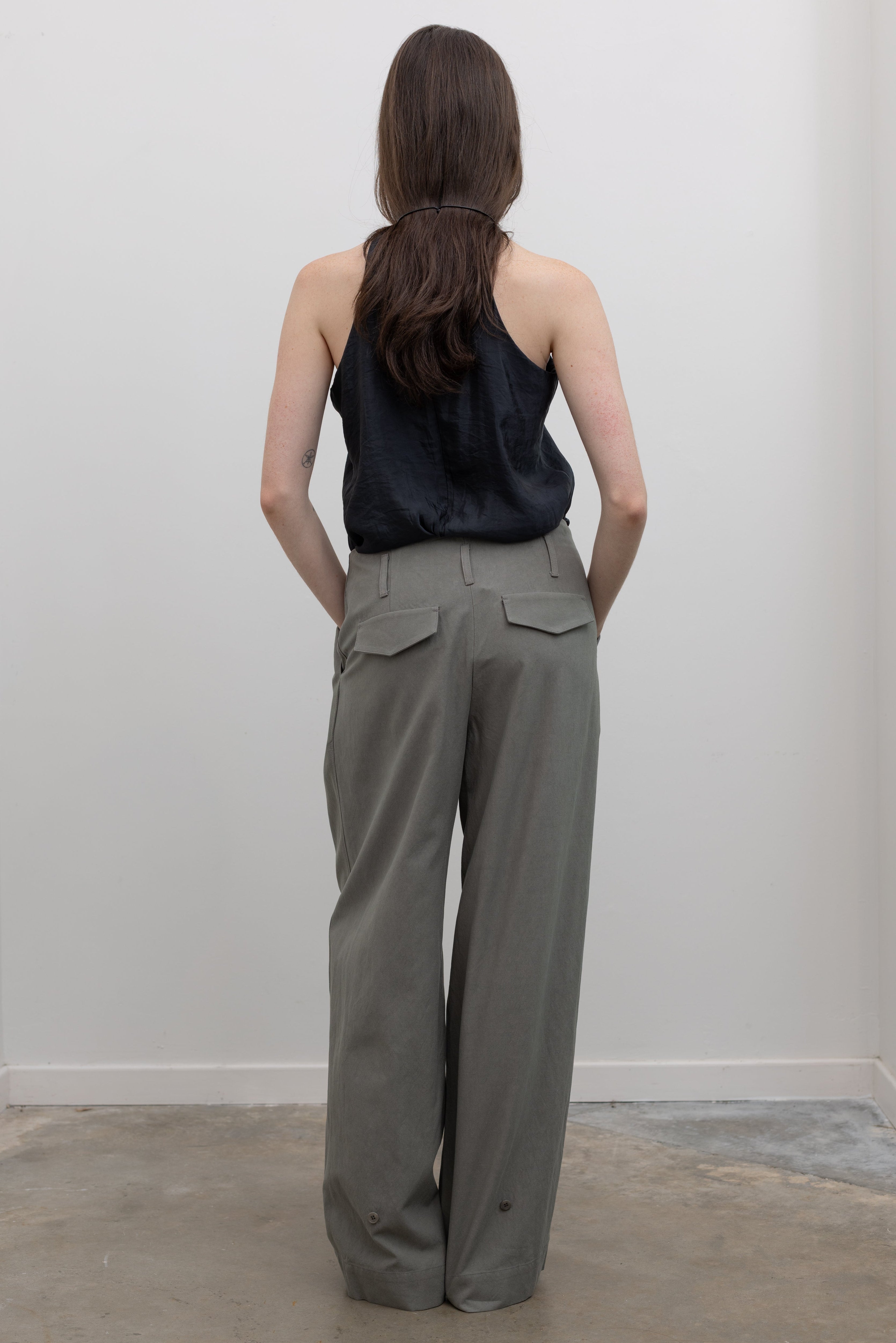 Khaki Wide Two-Tuck Pants