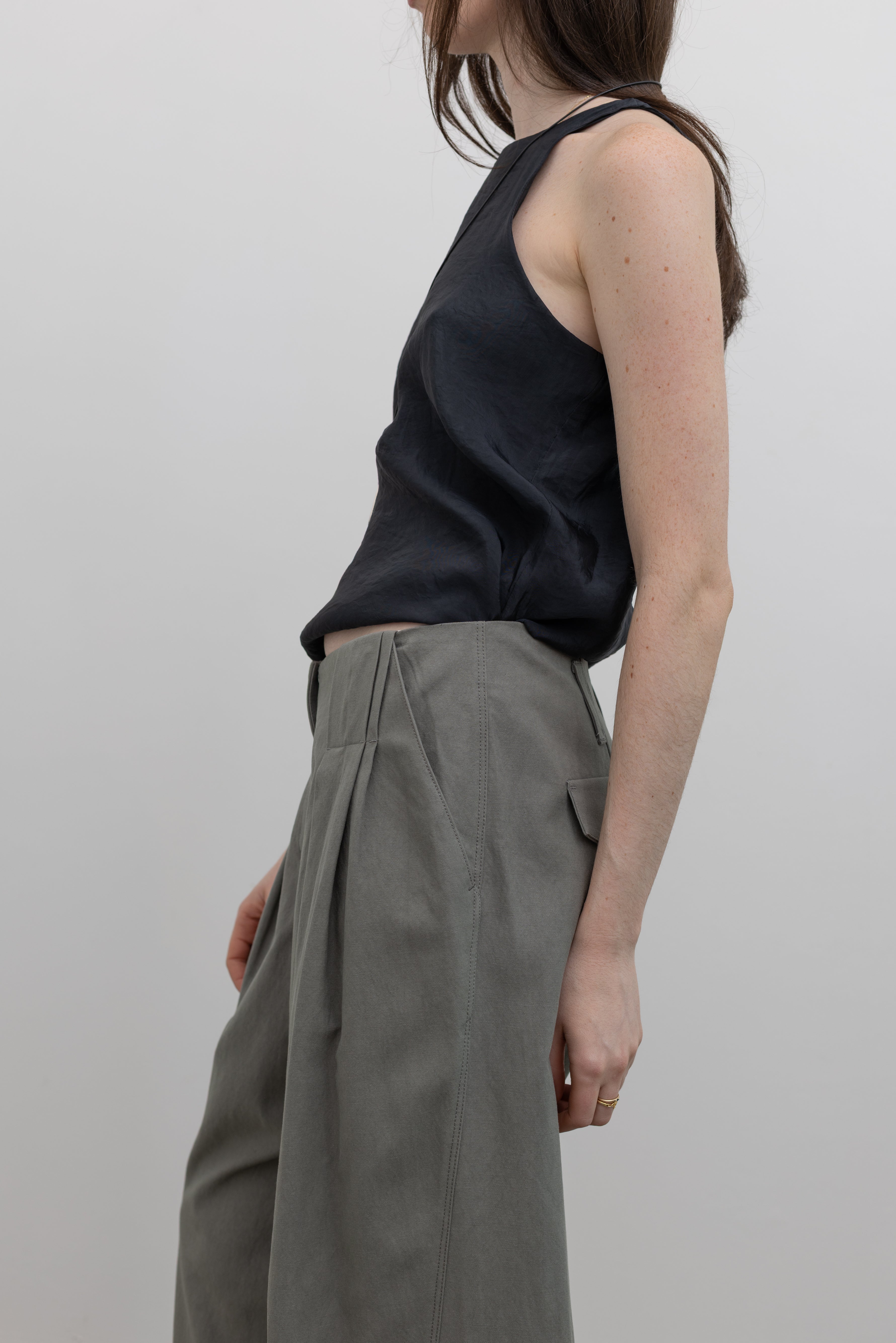 Khaki Wide Two-Tuck Pants