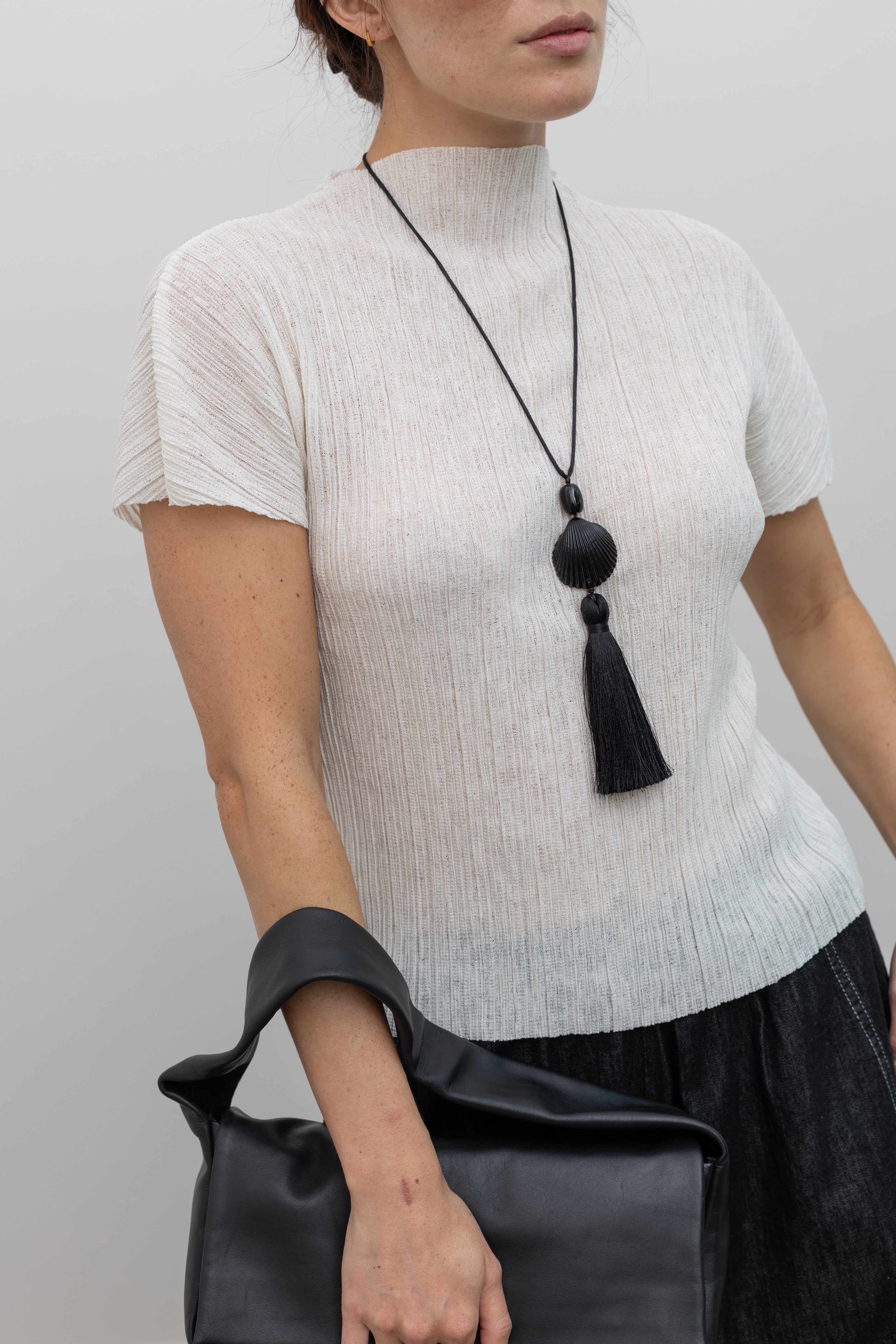 Black Shell Tassel Necklace