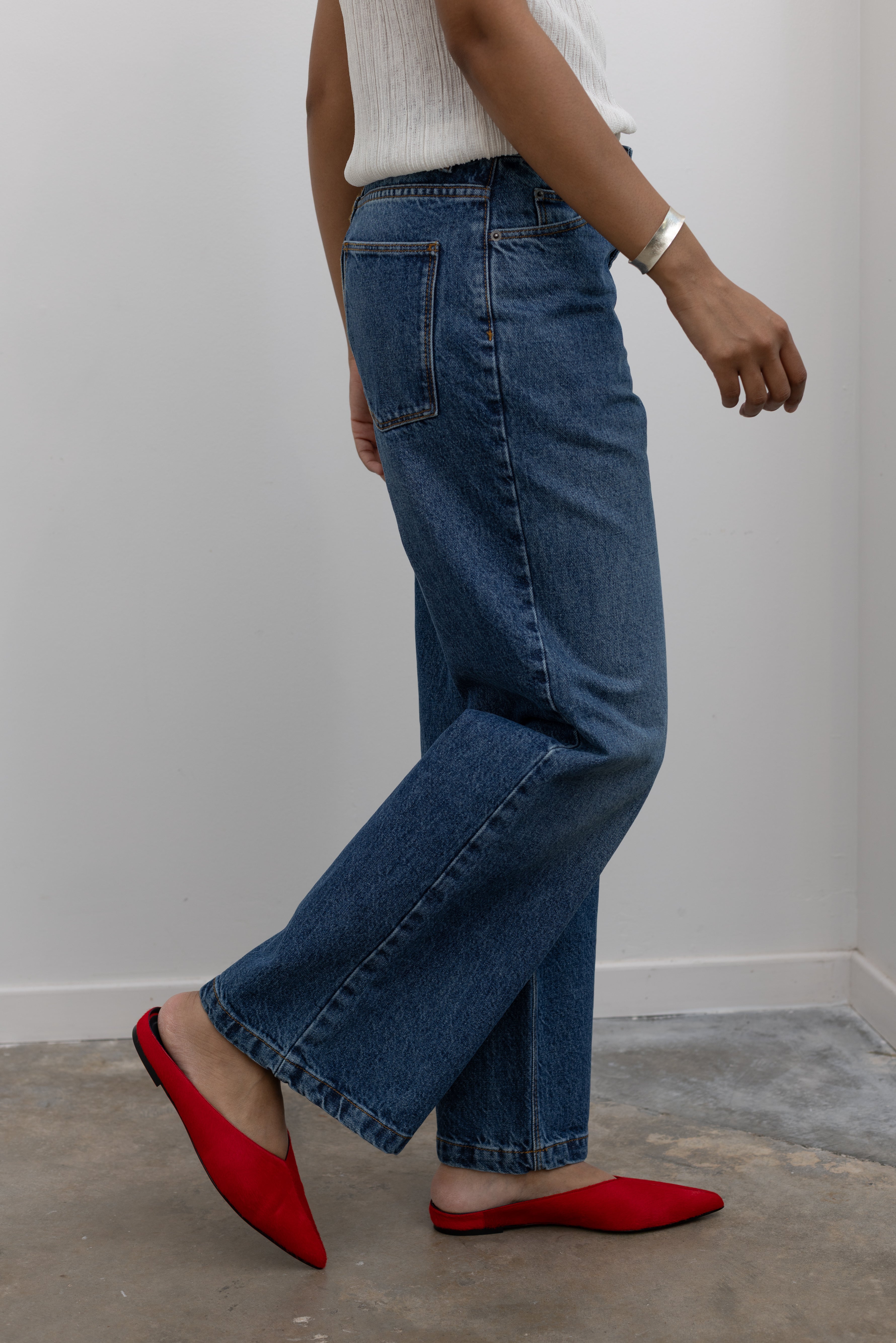 Manami Red Pony Hair Flat Mules