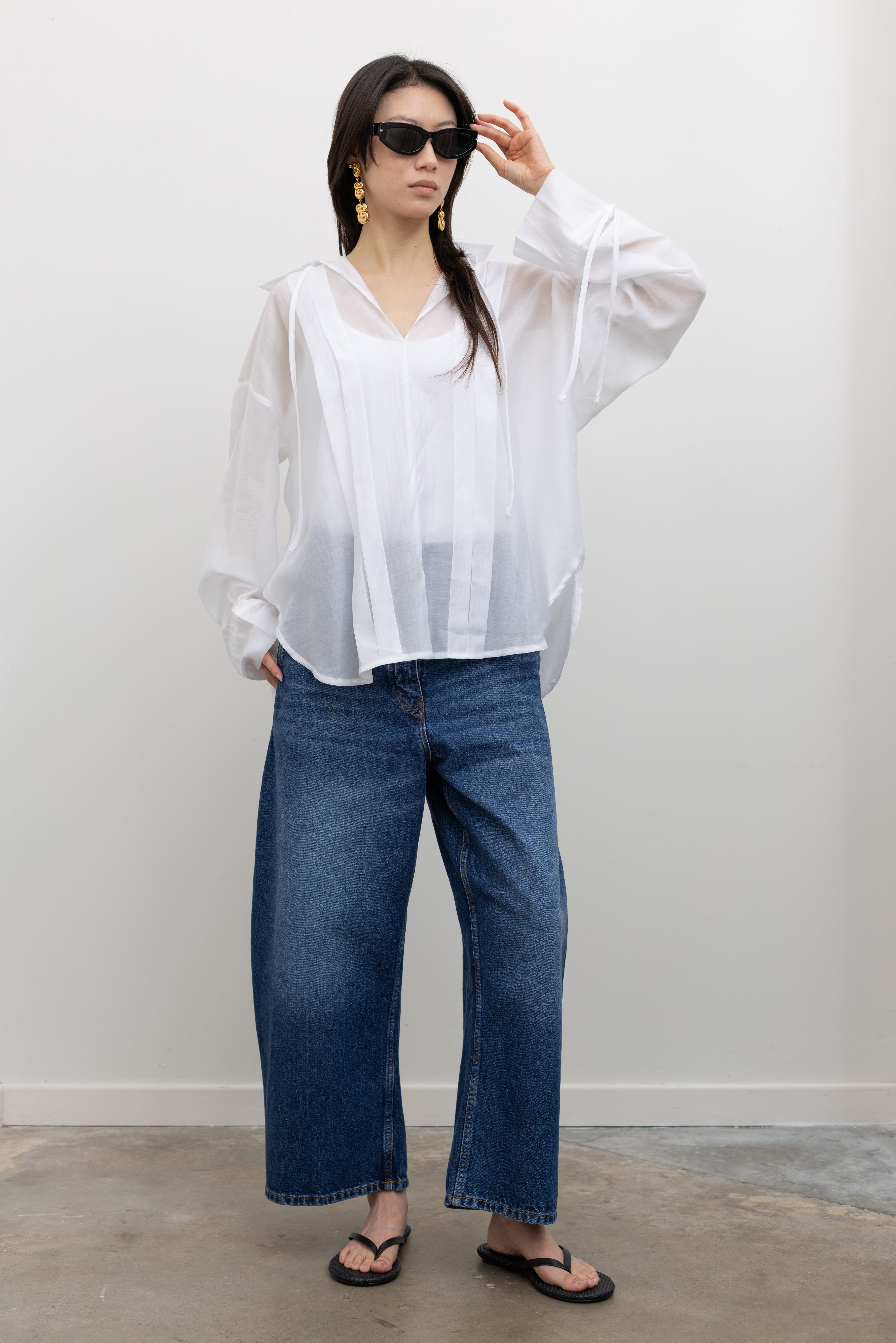 White Organza Sheer Blouse