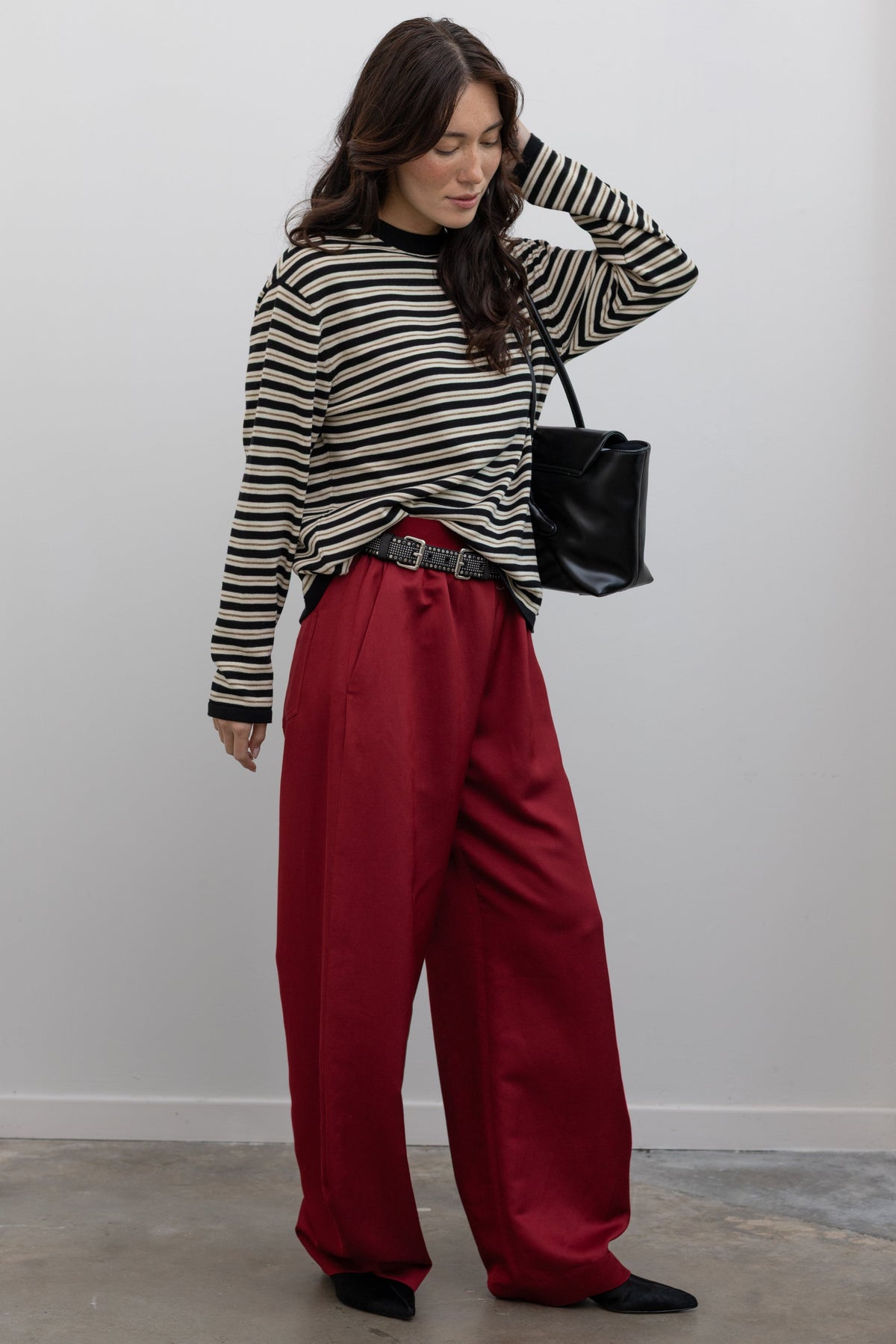 Black Organic Cotton Striped Long Sleeve Tee