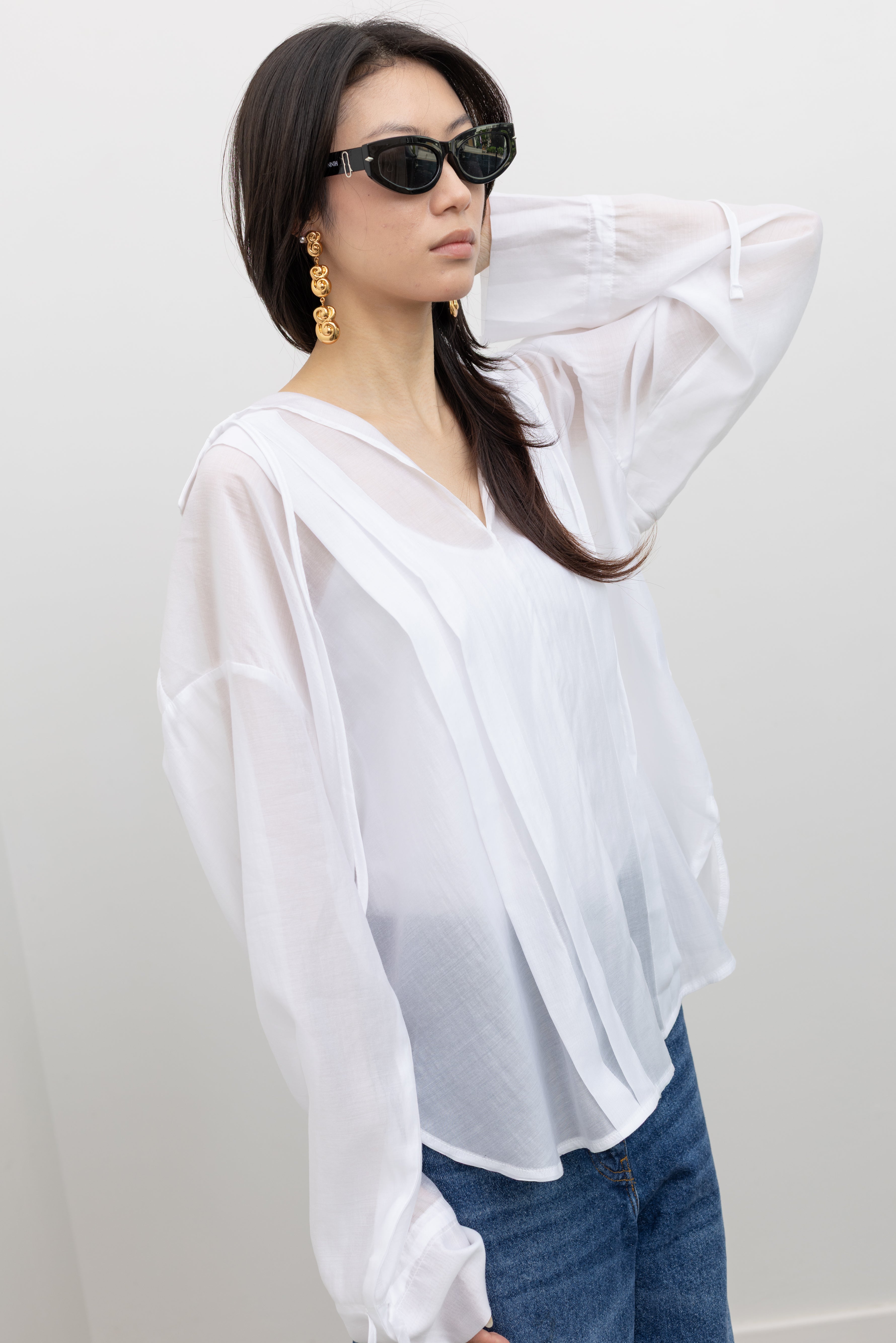 White Organza Sheer Blouse
