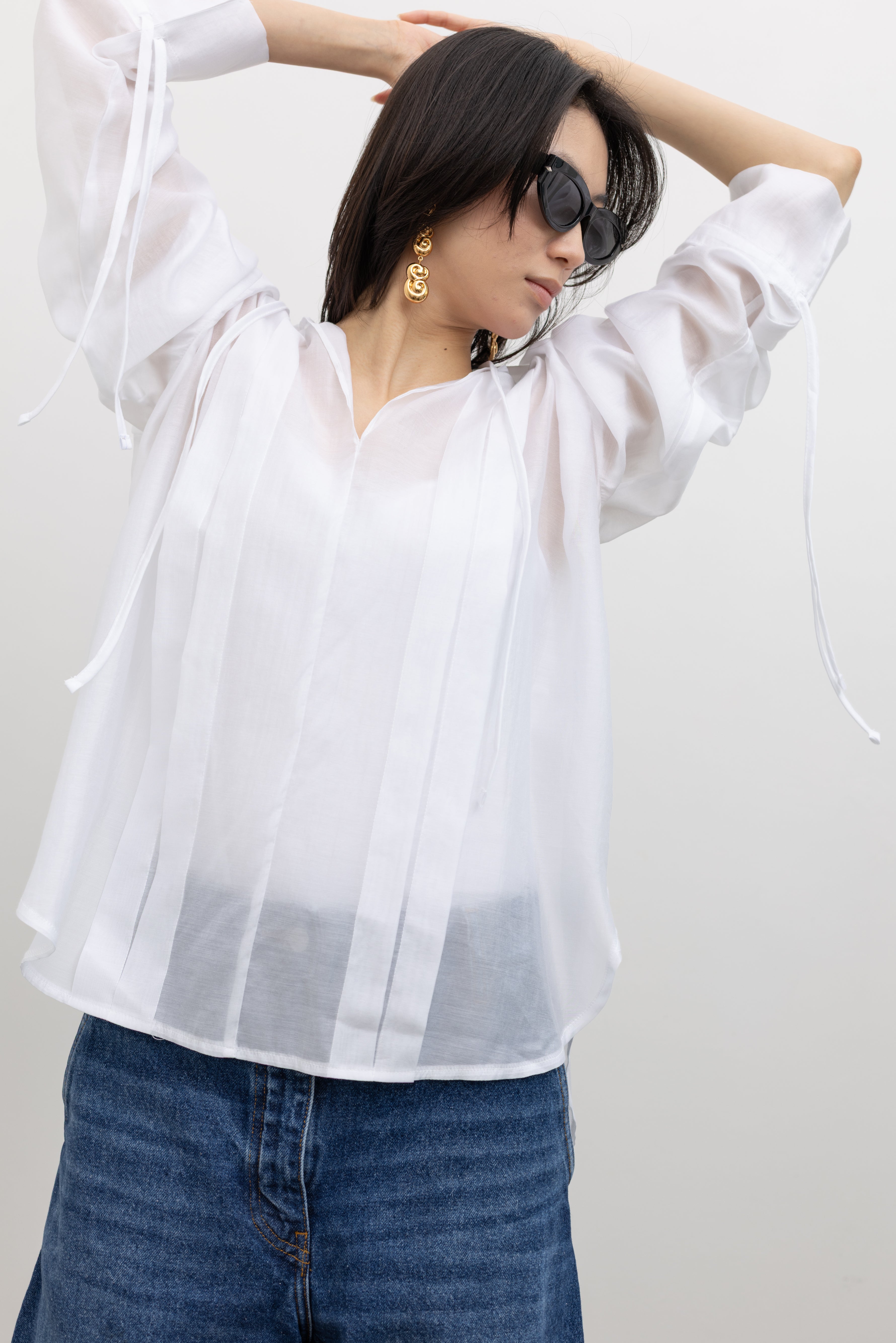 White Organza Sheer Blouse