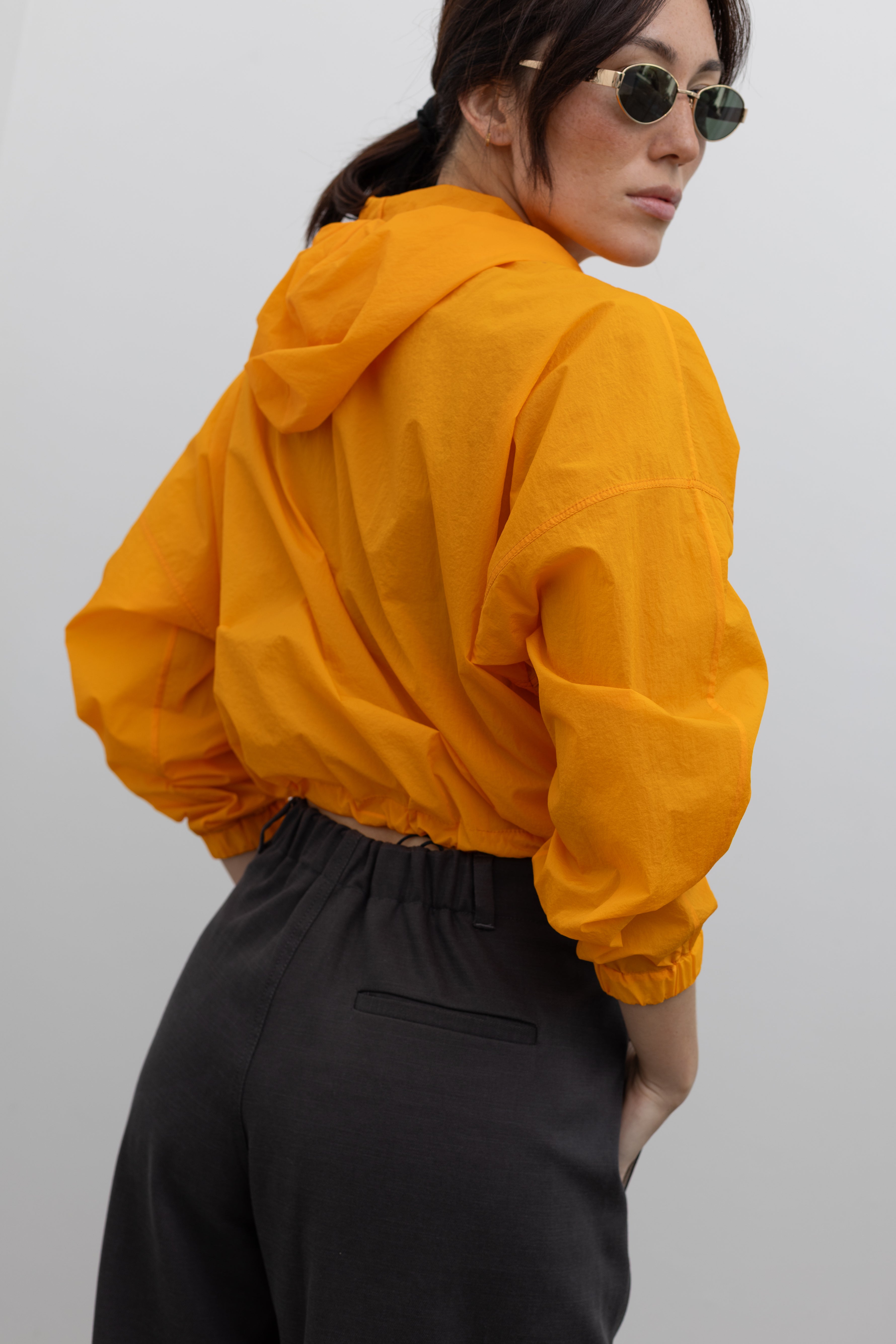 Tangerine Translucent Hooded Pullover