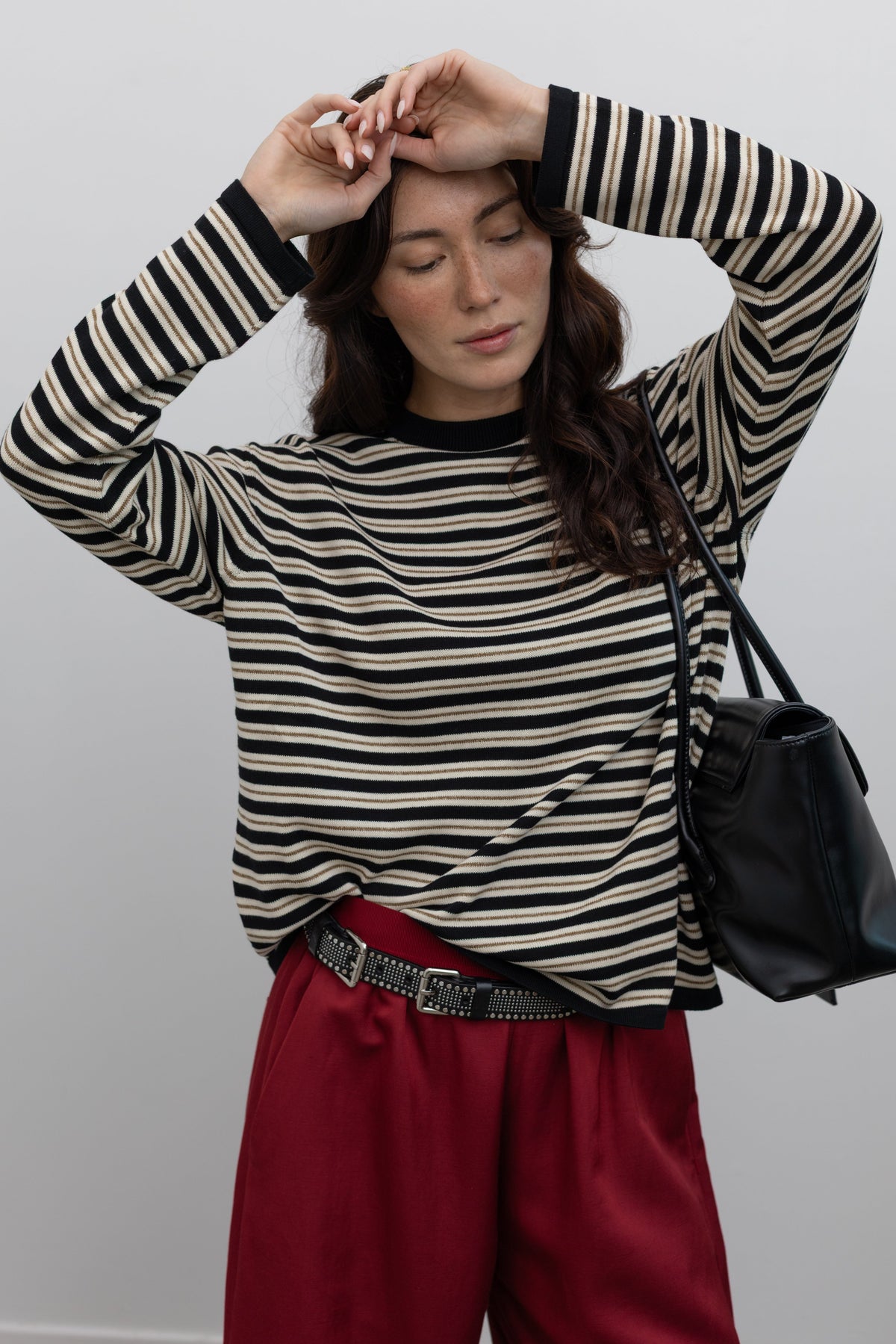 Black Organic Cotton Striped Long Sleeve Tee