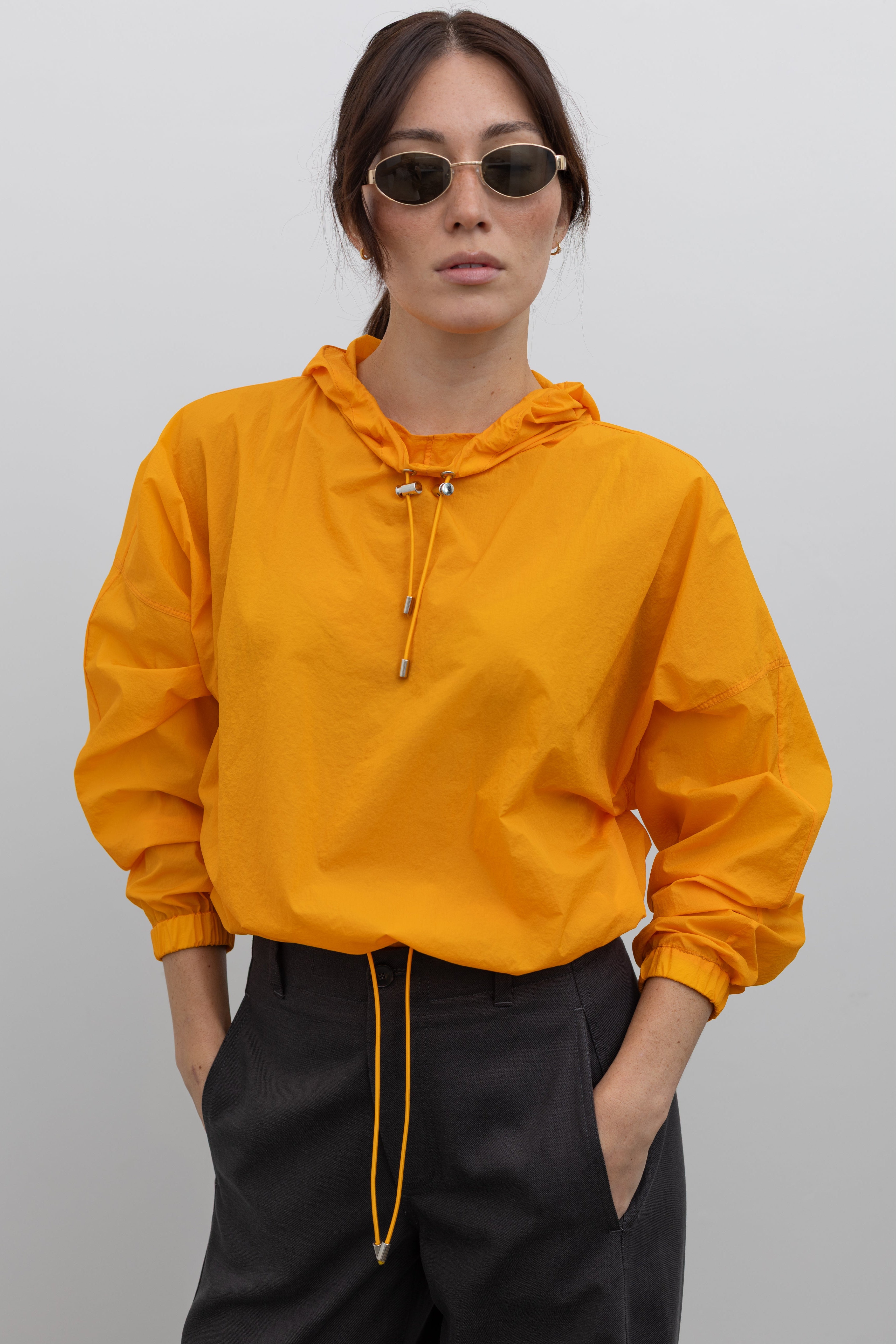 Tangerine Translucent Hooded Pullover