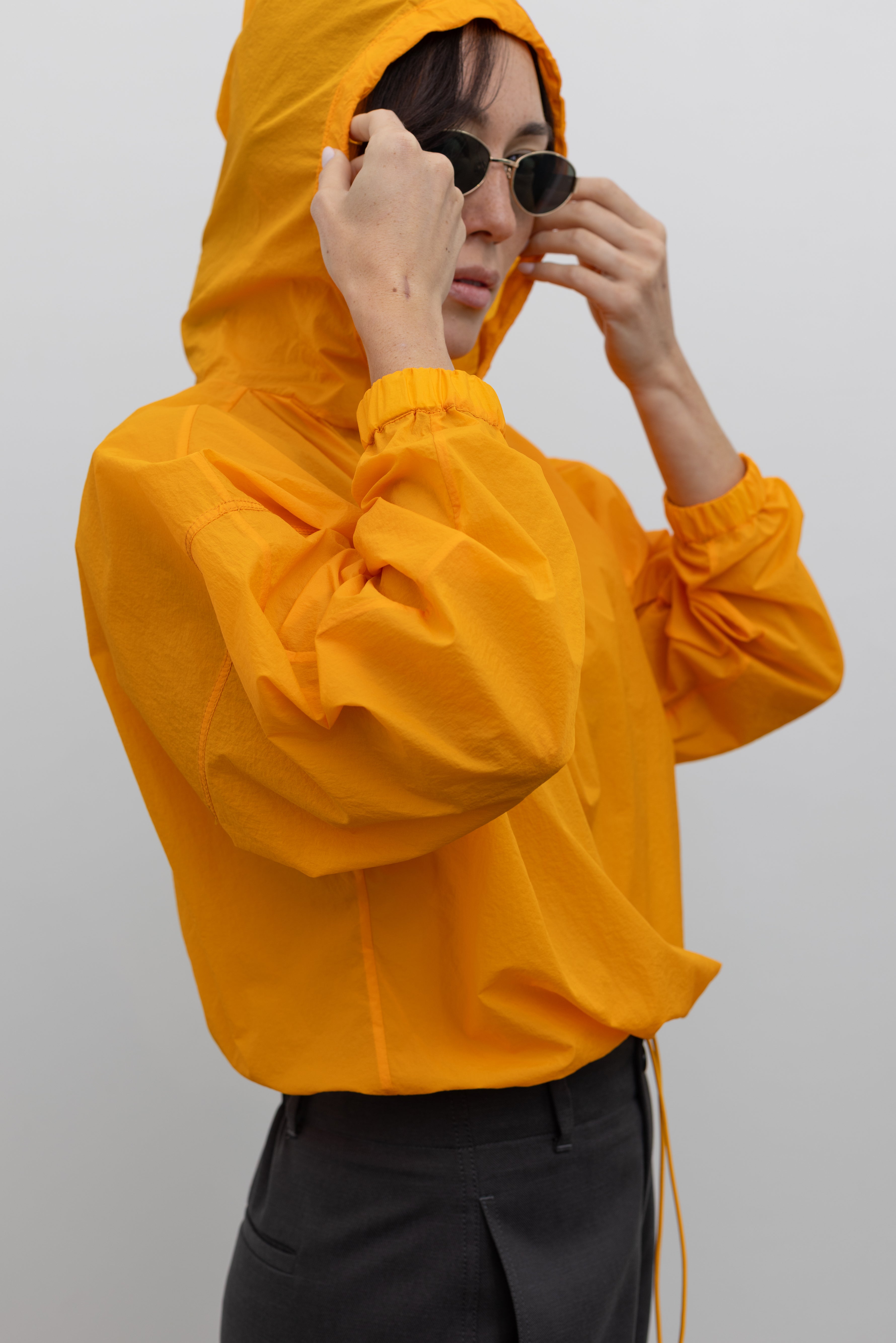 Tangerine Translucent Hooded Pullover